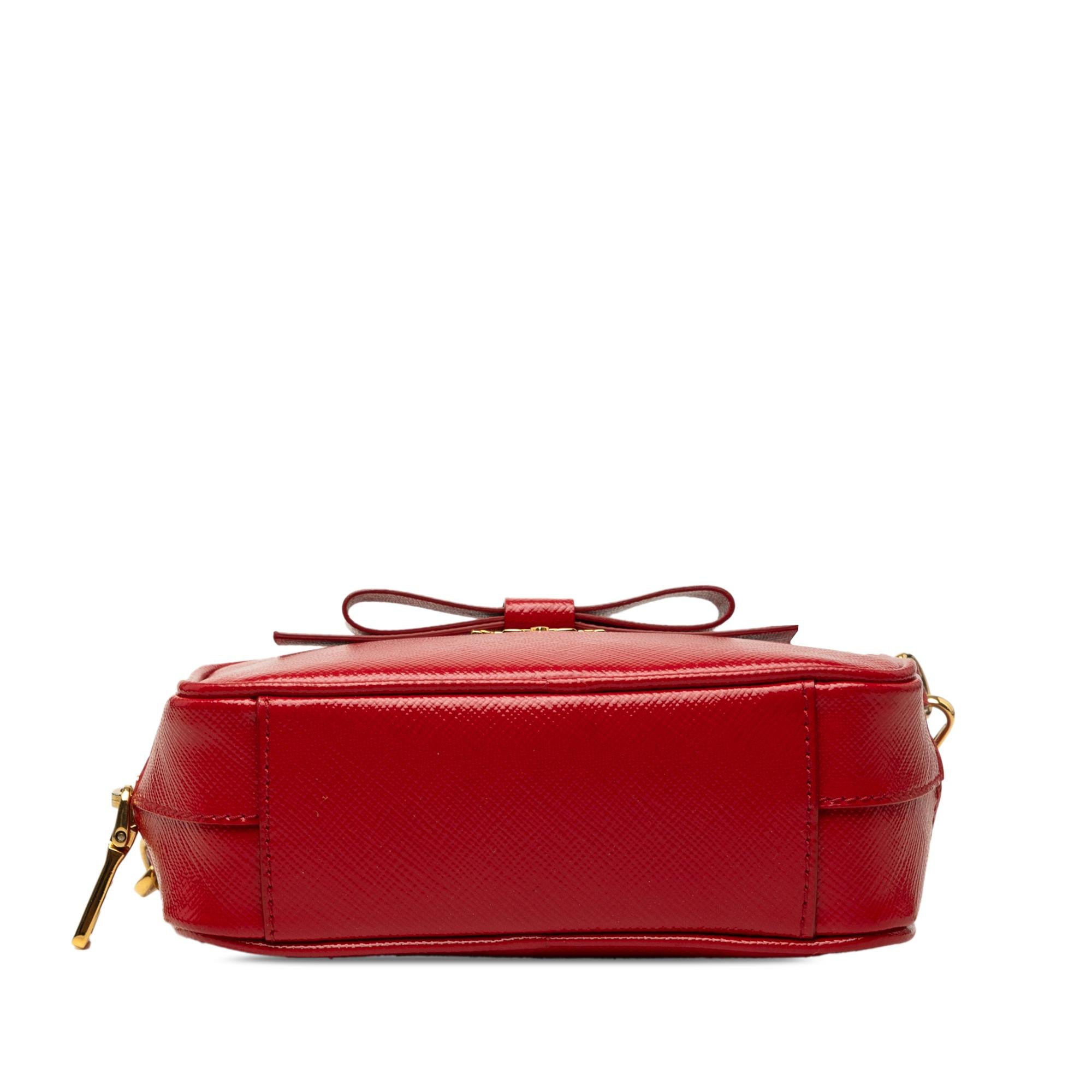 Prada Saffiano Vernice Bow Camera Bag