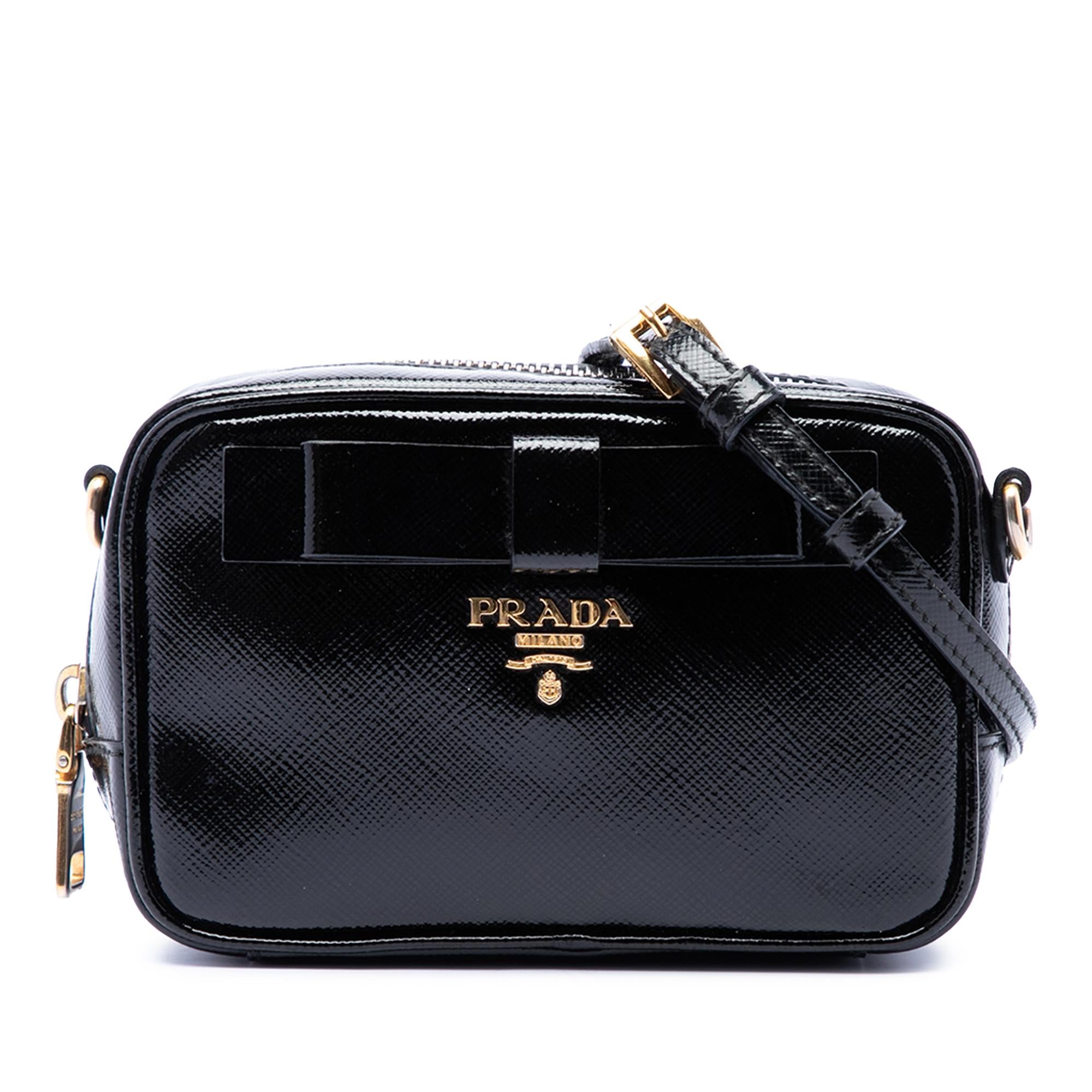 Prada Saffiano Vernice Fiocco Camera Bag