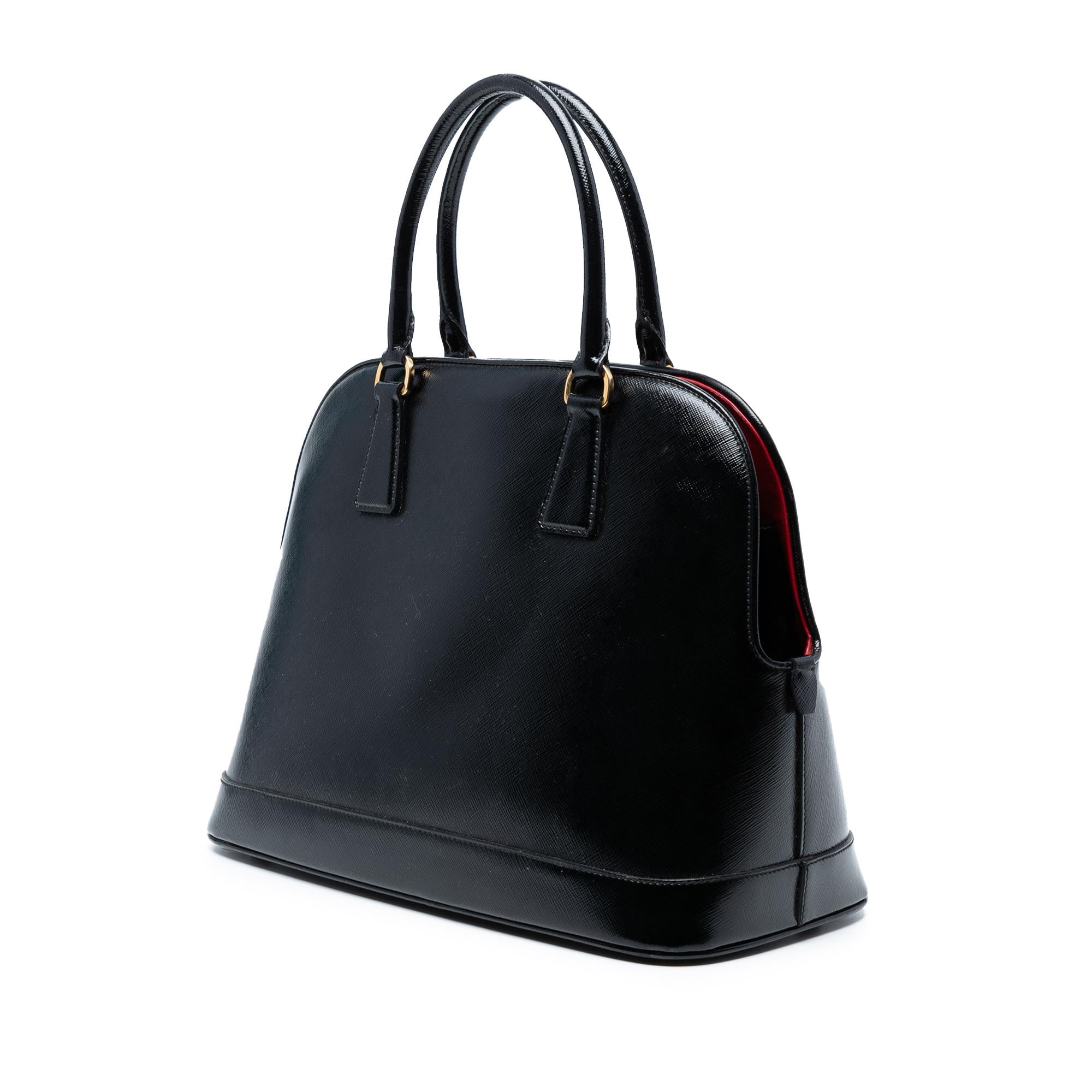 Prada Saffiano Vernice Promenade Dome Satchel