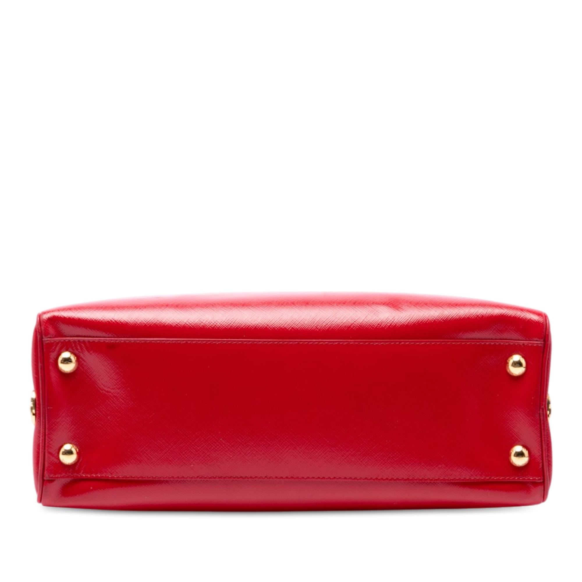 Prada Saffiano Vernice Pyramid Frame Handbag