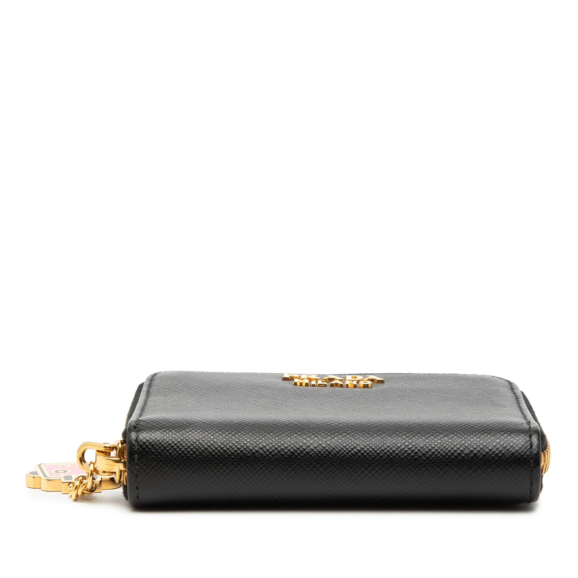Prada Saffiano Zip Around Coin Pouch