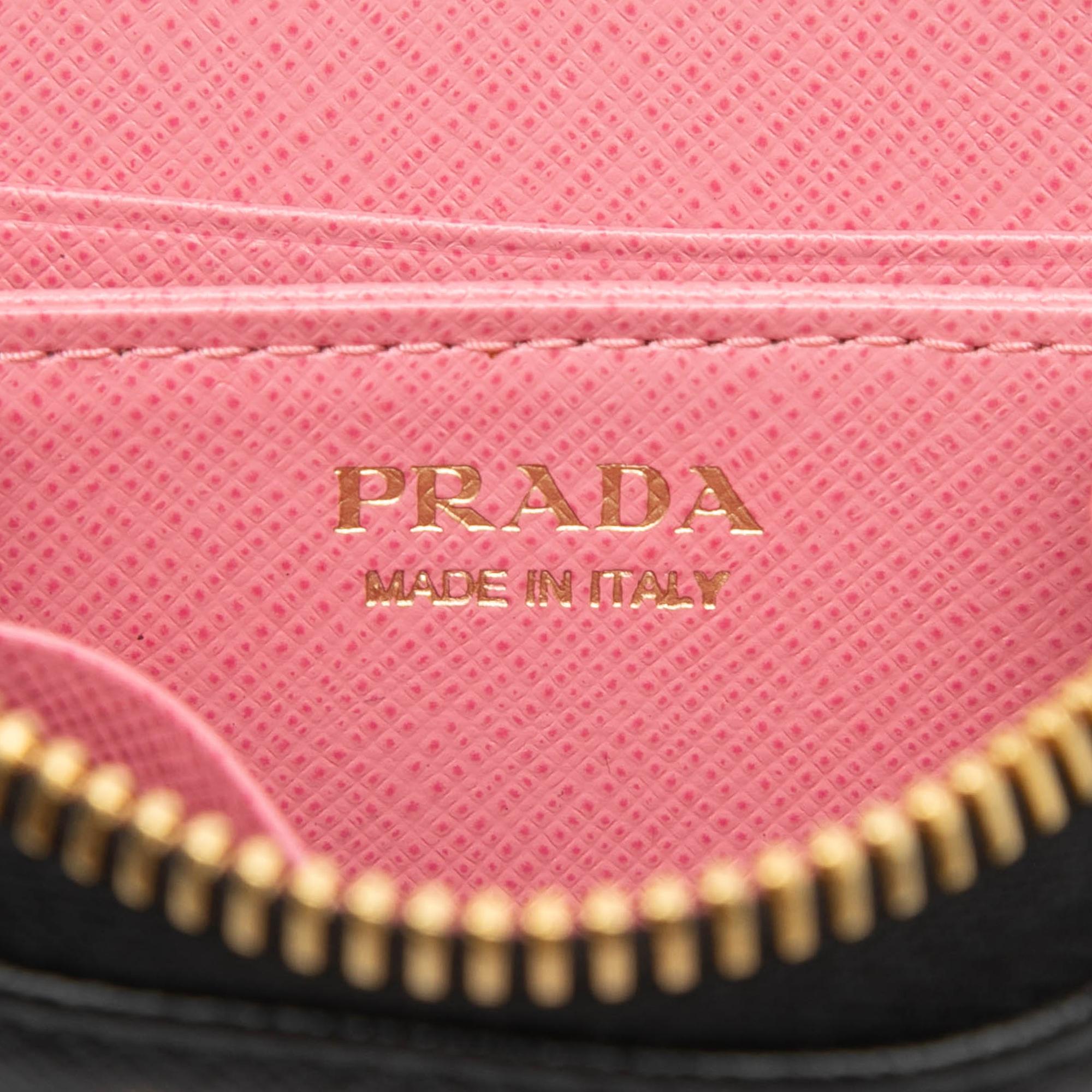 Prada Saffiano Zip Around Coin Pouch