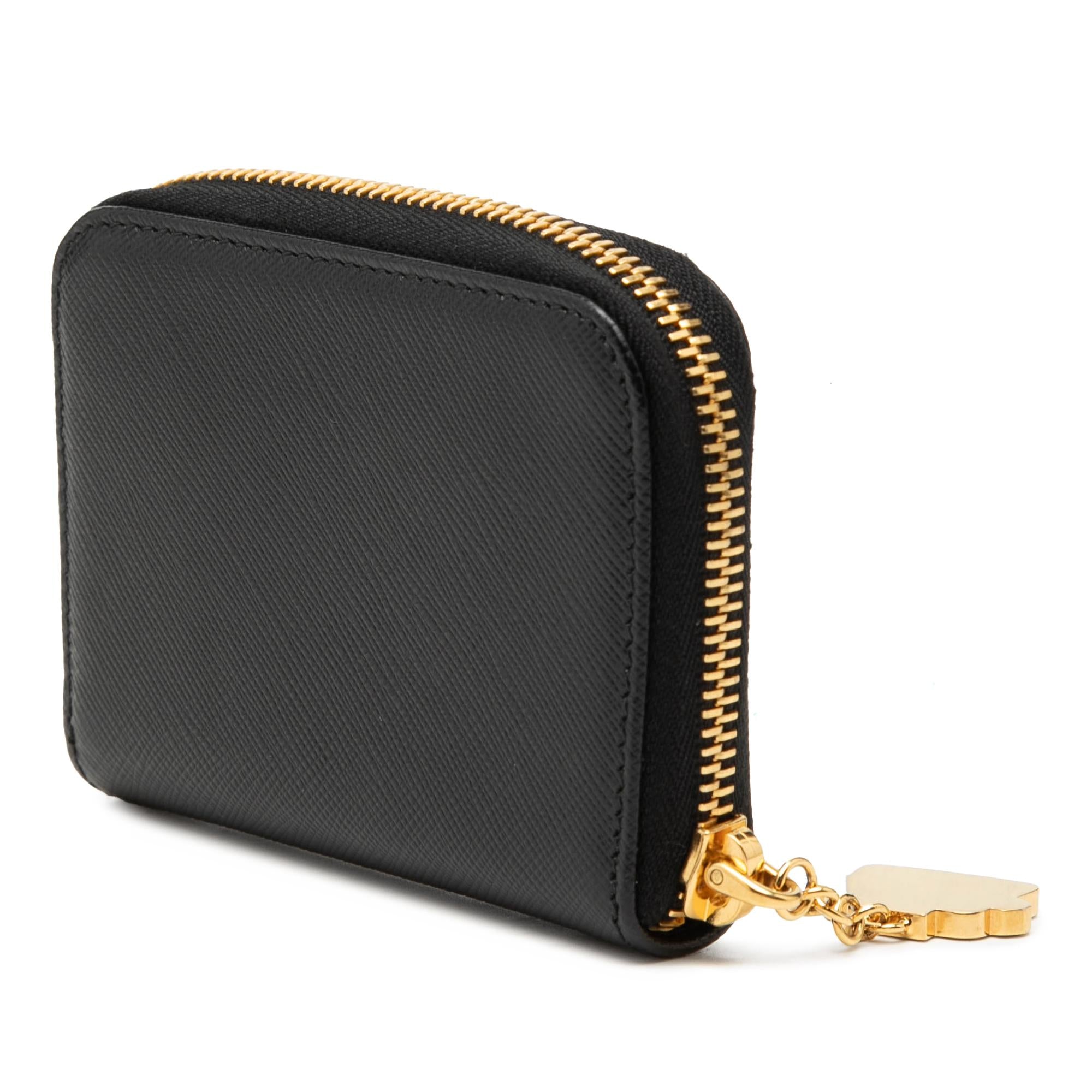 Prada Saffiano Zip Around Coin Pouch