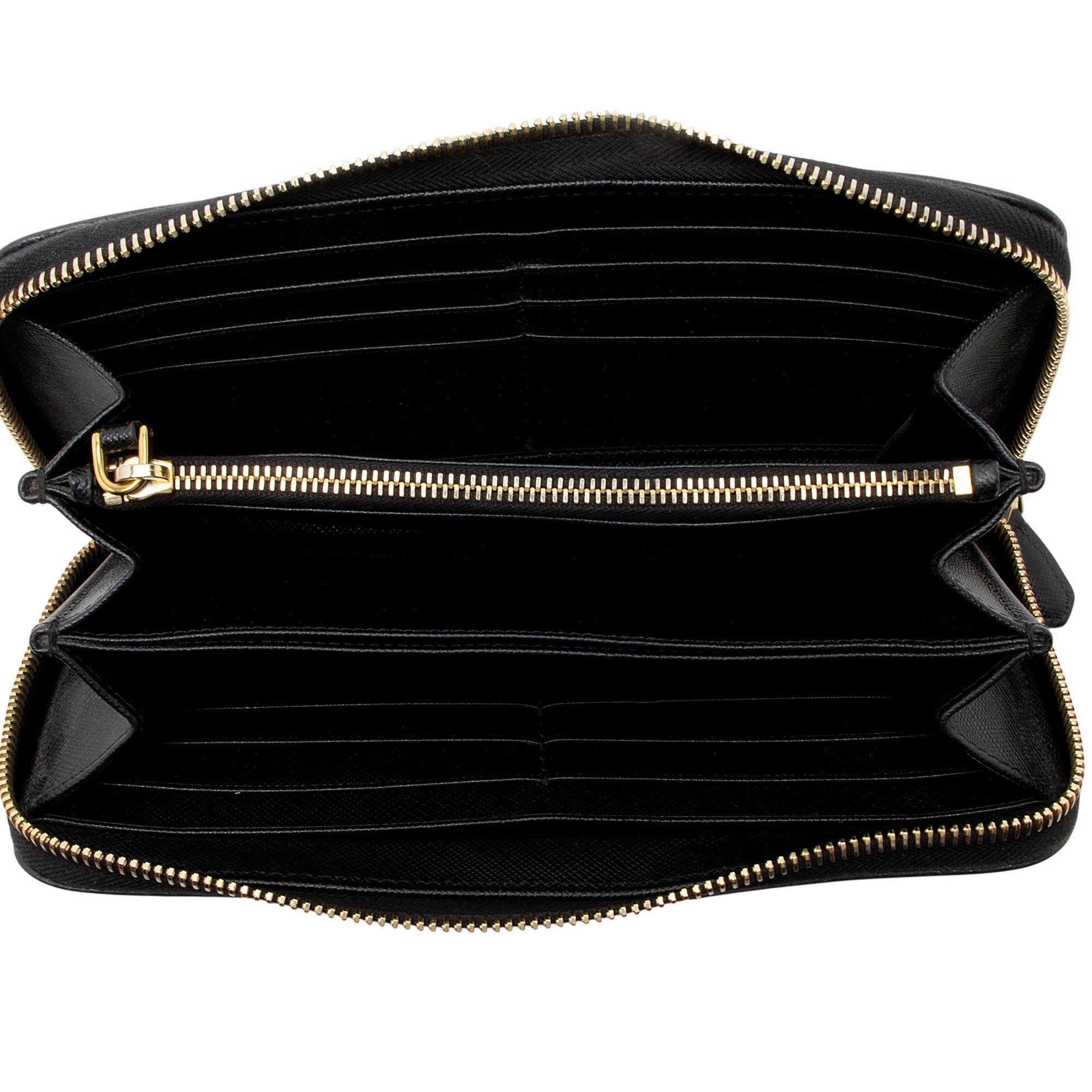 Prada Saffiano Zip Around Large Wallet