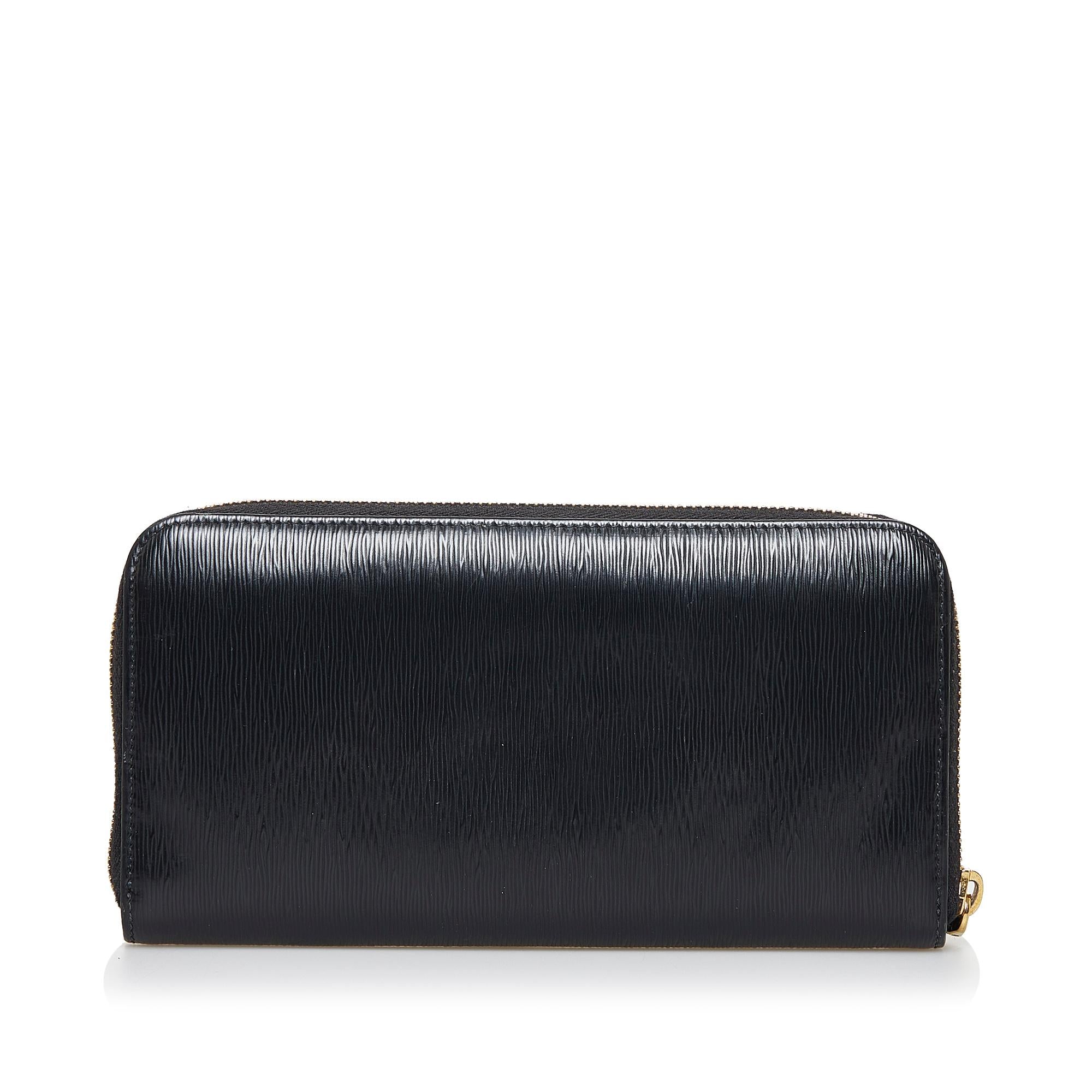 Prada Saffiano Zip Around Long Wallet (SHG-25kH7y)