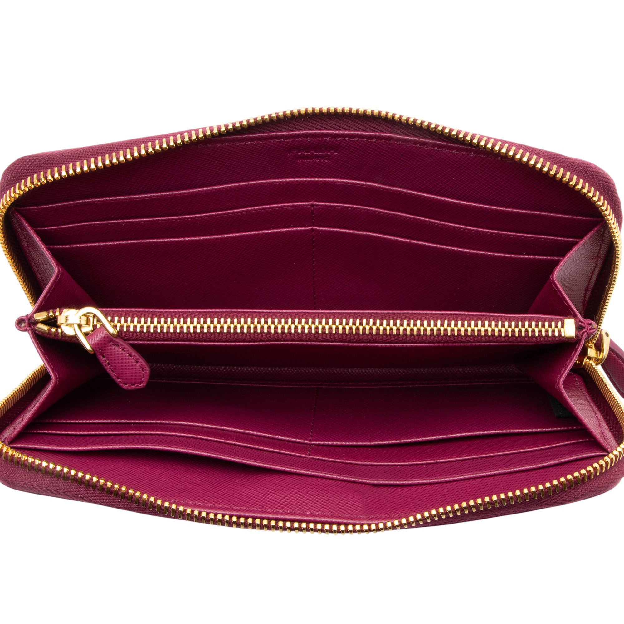 Prada Saffiano Zip Around Wallet