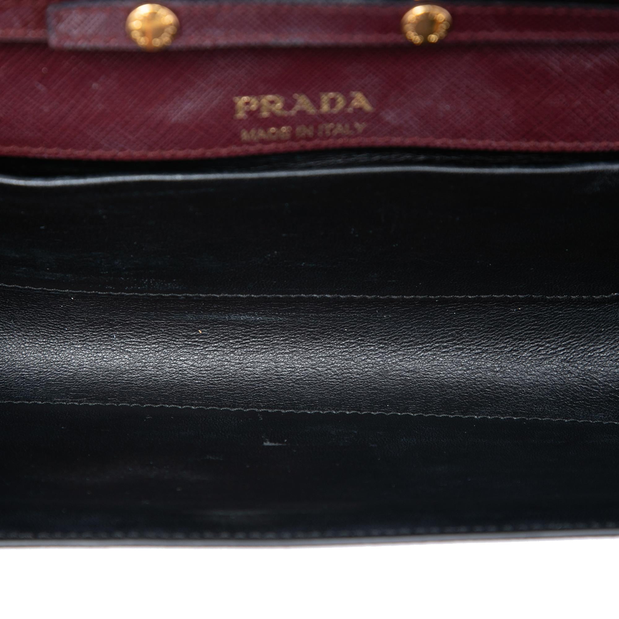 Prada Saffiano and City Calf Bibliotheque Clutch with Chain