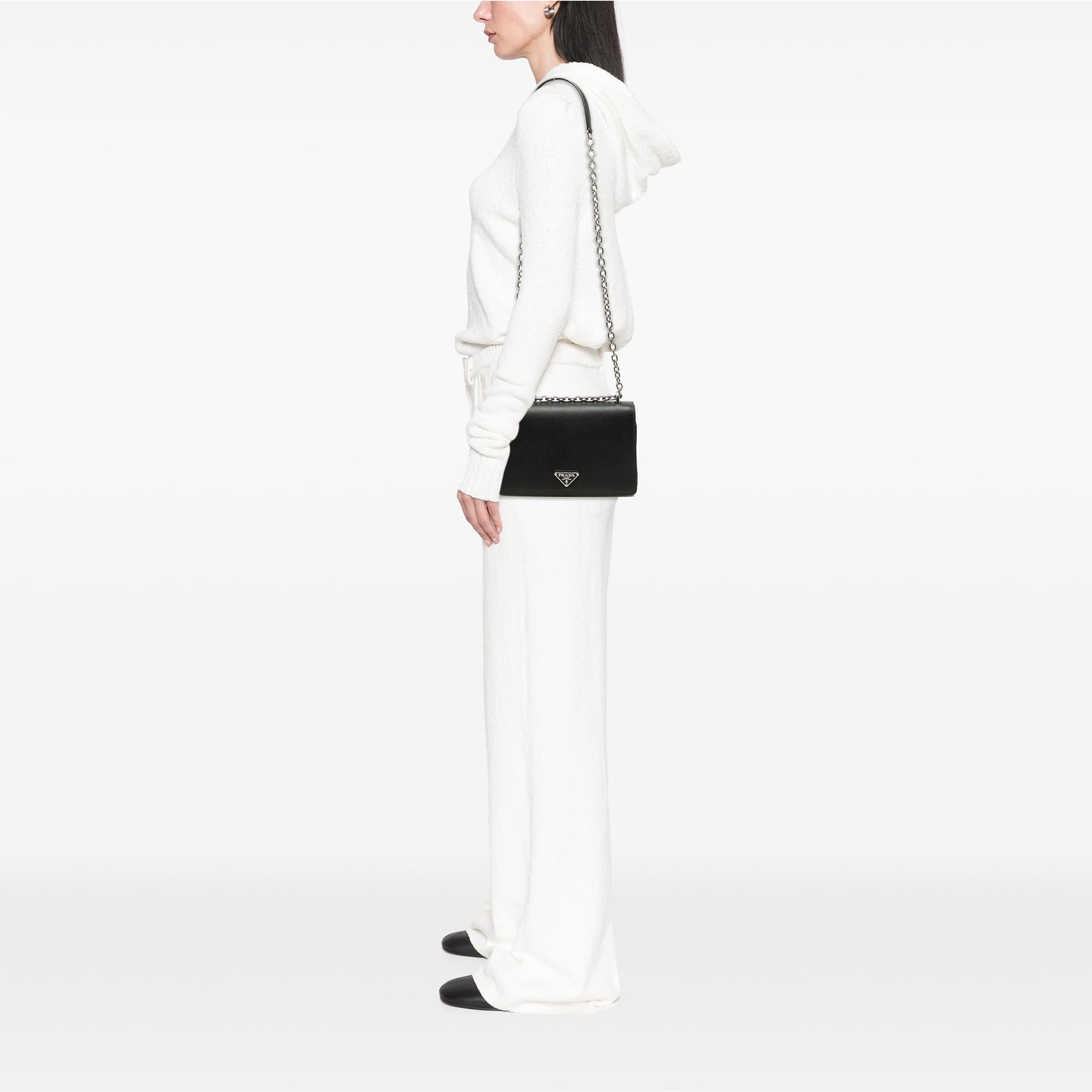 Prada Saffiano and Tessuto Chain Crossbody