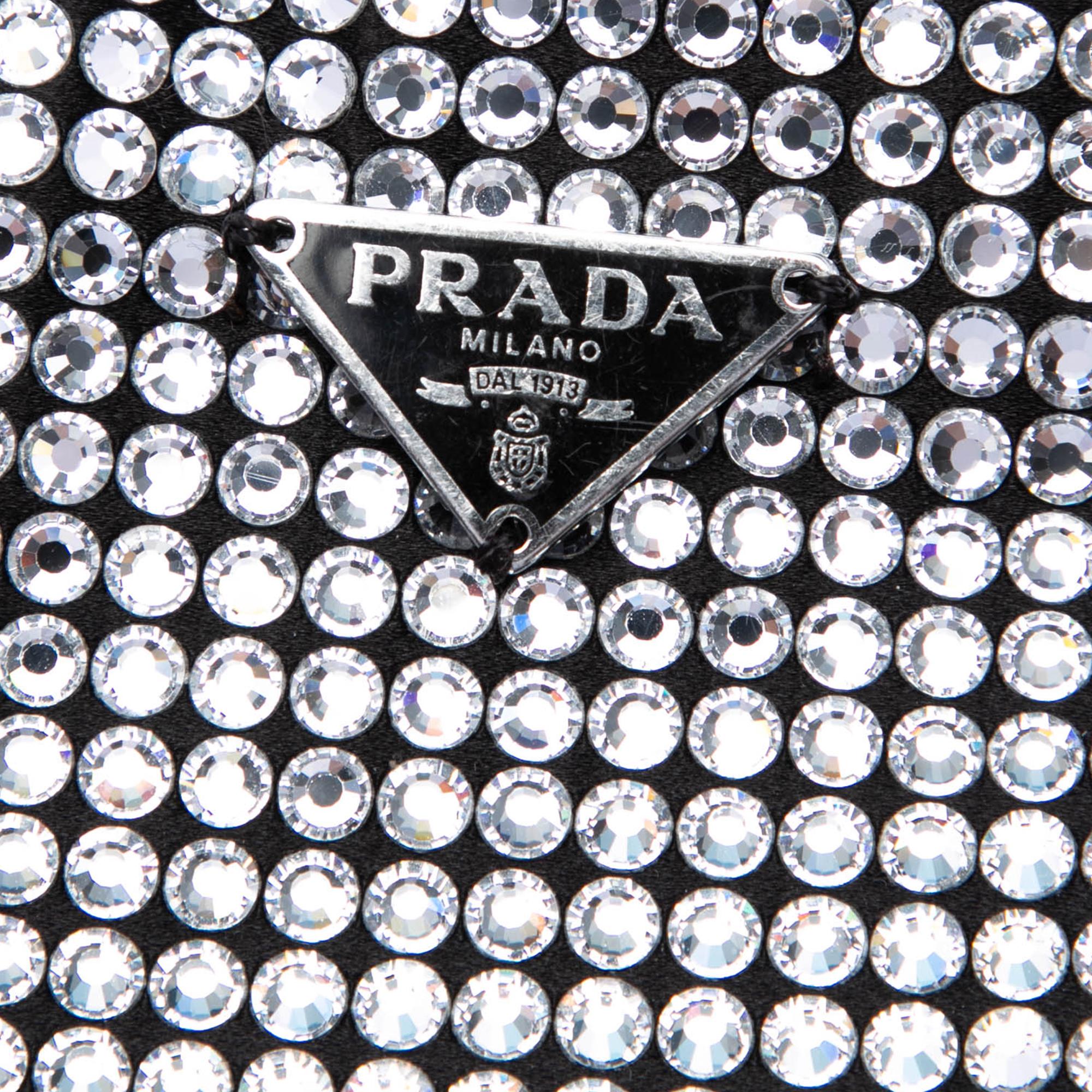 Prada Satin Crystal Embellished Chain Flat Tote