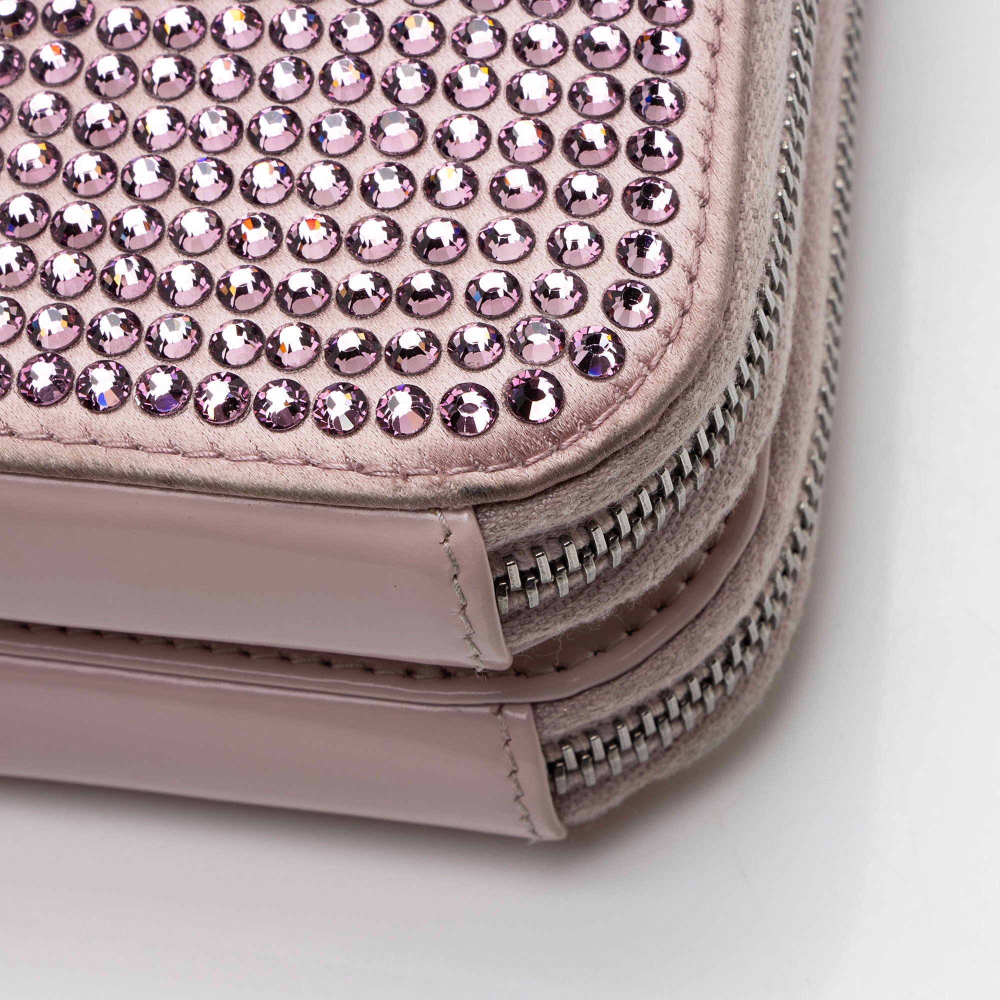 Prada Satin Crystal Triangle Mini Crossbody