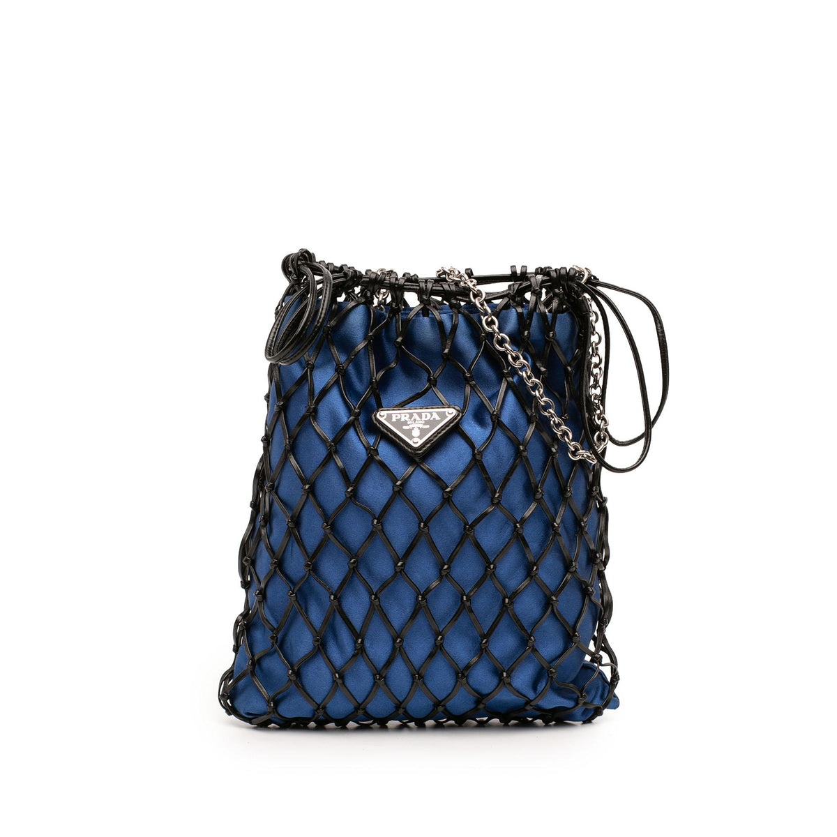 Prada Satin and Leather Net Chain Crossbody