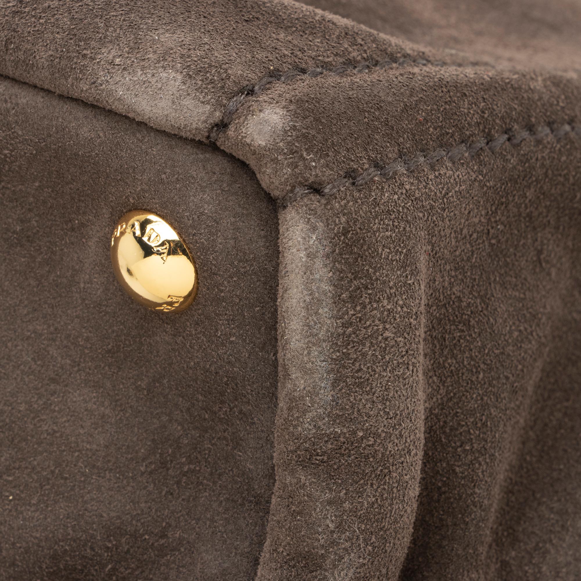 Prada Scamosciato Suede Logo Shopping Tote (SHF-23735)