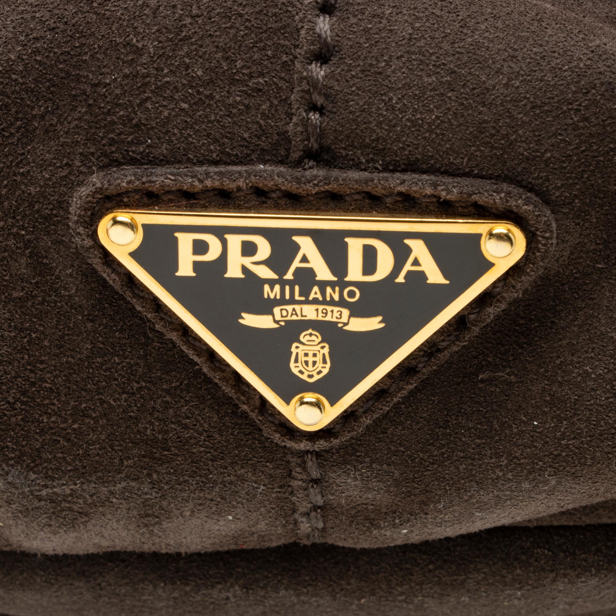 Prada Scamosciato Suede Logo Shopping Tote (SHF-23735)