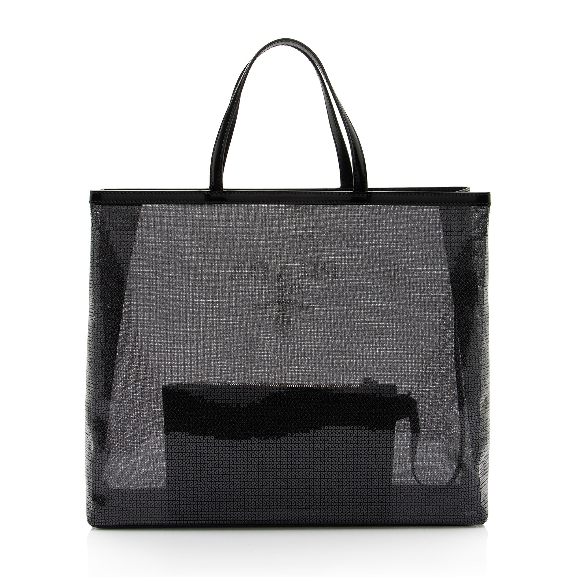 Prada Sequin Mesh Logo Large Tote