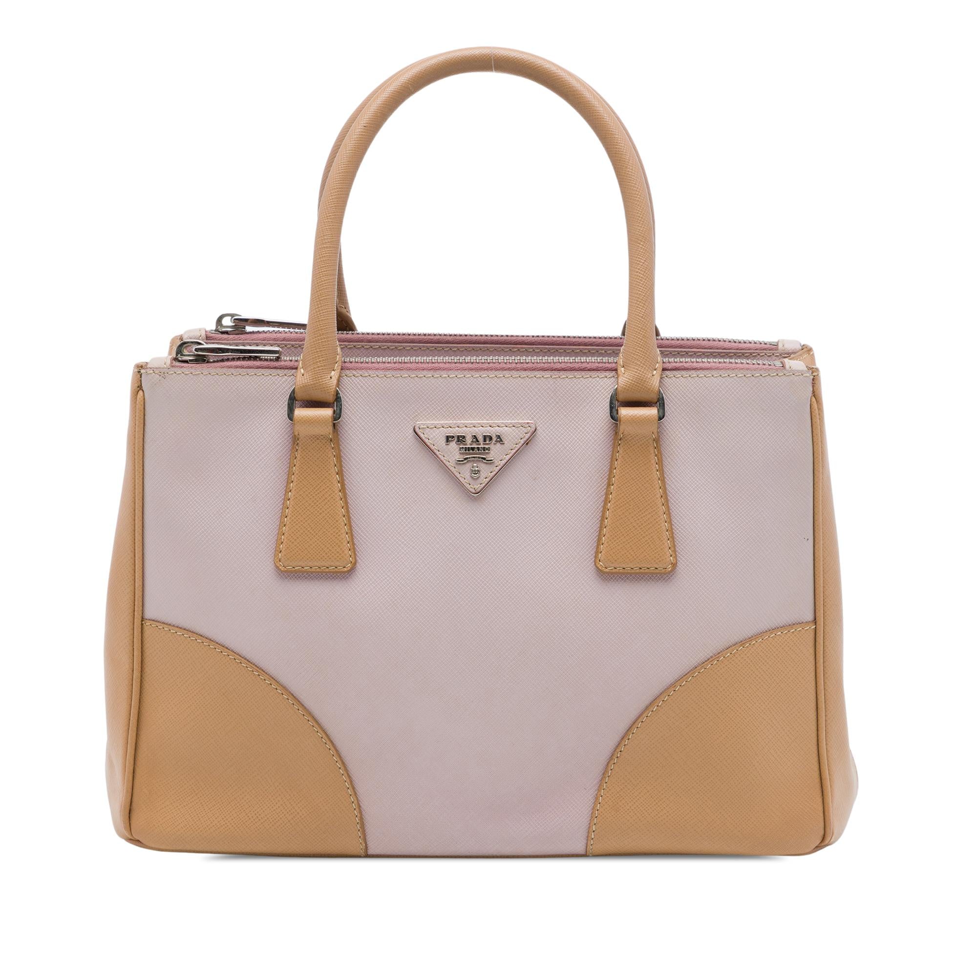Prada Small Bicolor Saffiano Galleria Double Zip Satchel