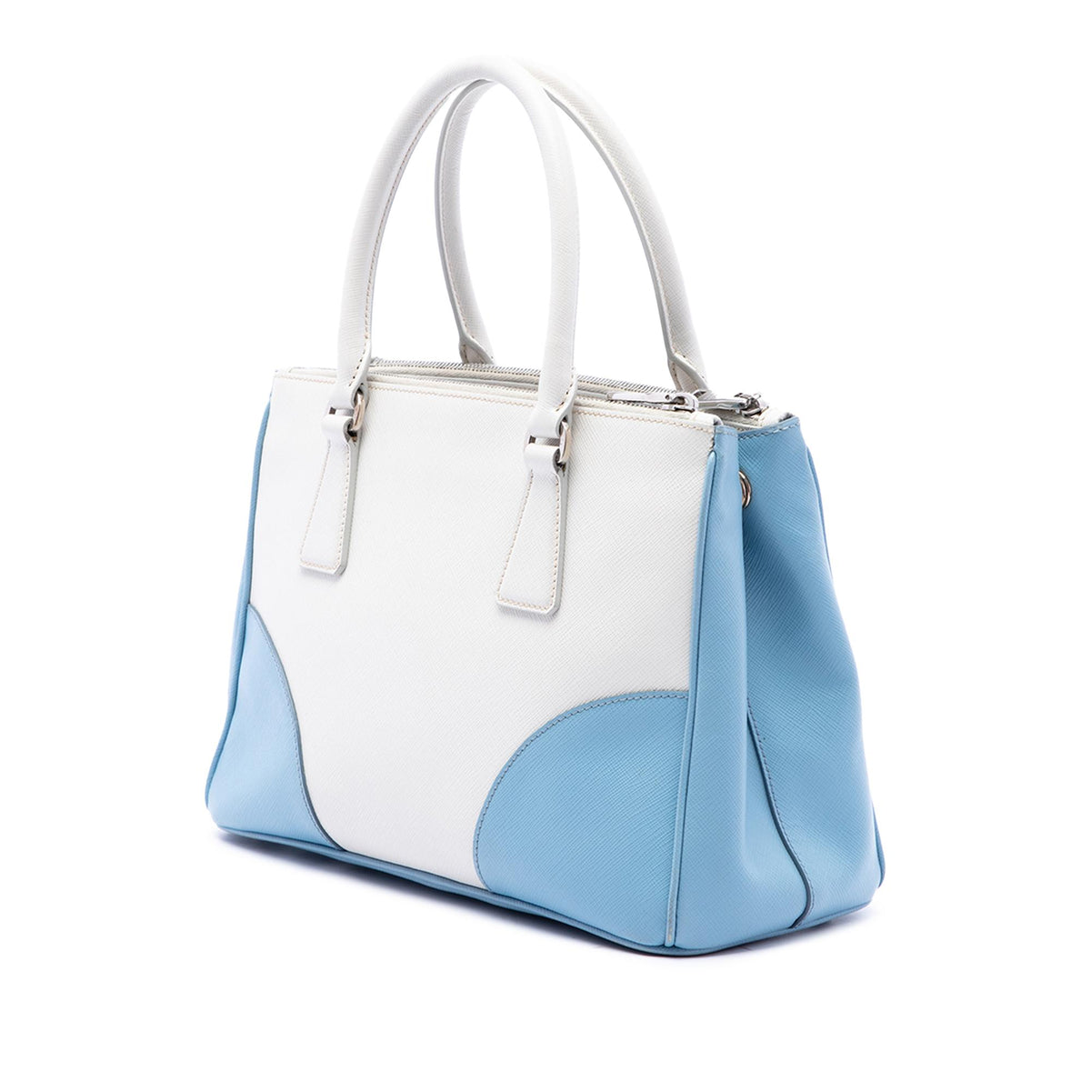 Prada Small Bicolor Saffiano Lux Galleria Double Zip Satchel