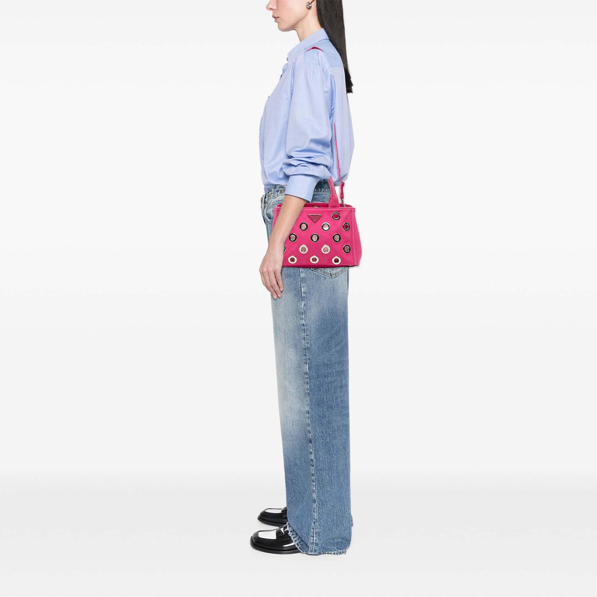 Prada Small Canvas Canapa Grommet Satchel