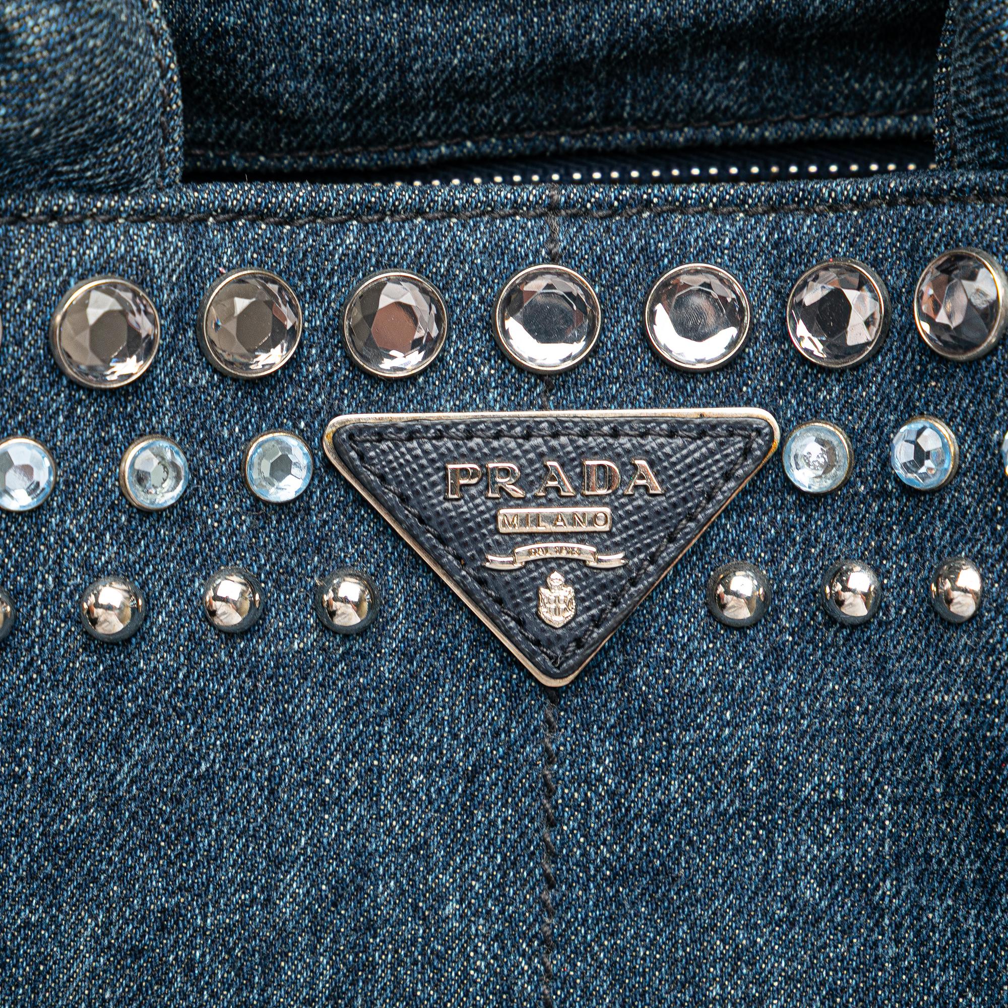 Prada Small Denim Canapa Bijoux Satchel