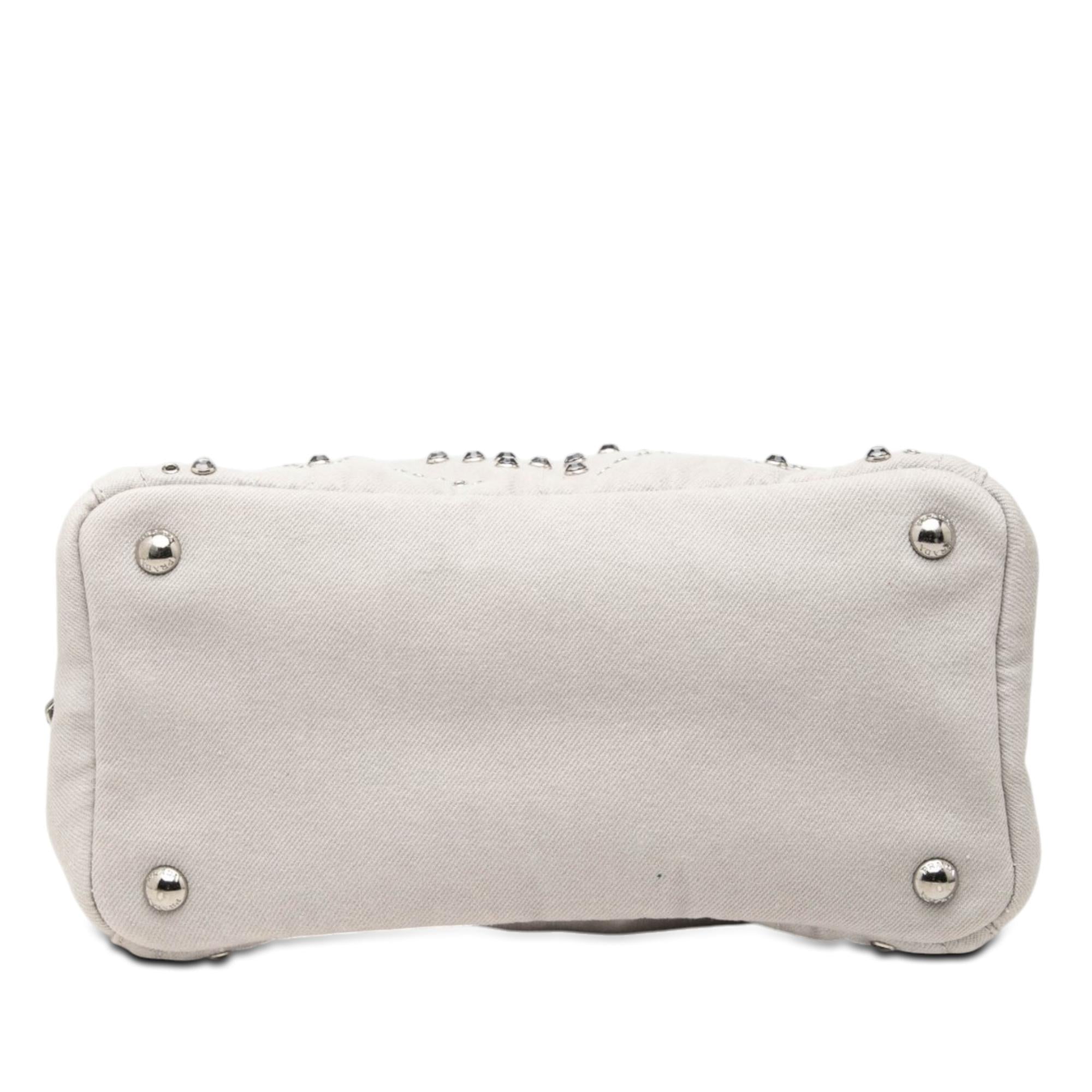 Prada Small Denim Canapa Bijoux and Grommet Satchel