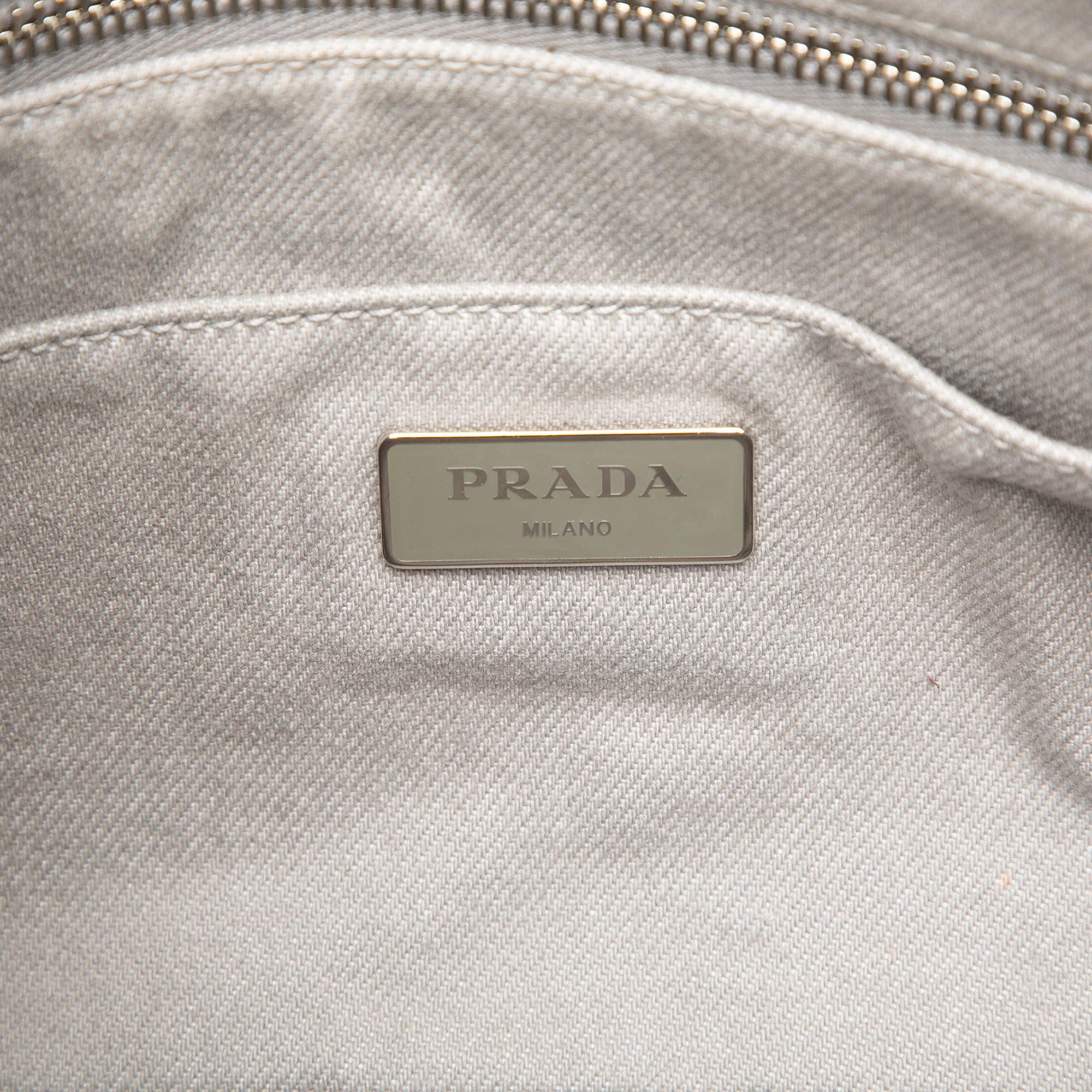Prada Small Denim Canapa Bijoux and Grommet Satchel