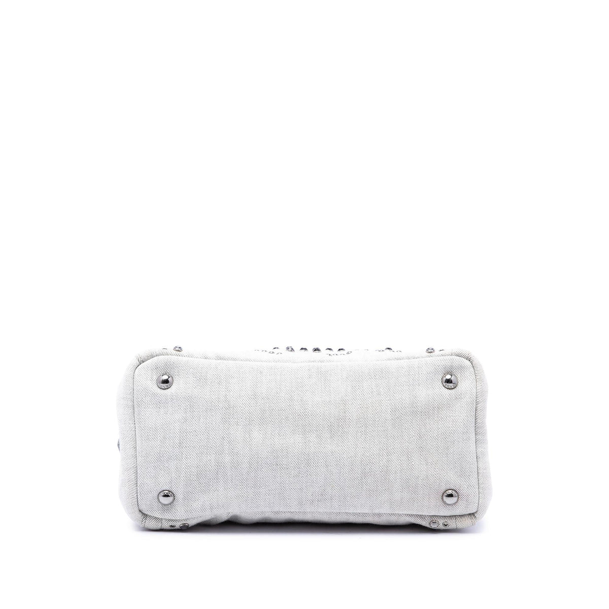 Prada Small Denim Canapa Bijoux and Grommet Satchel