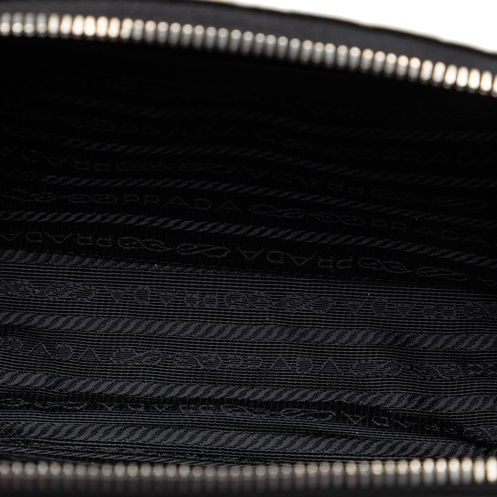 Prada Small Embossed Spazzolato Leather Brique Crossbody