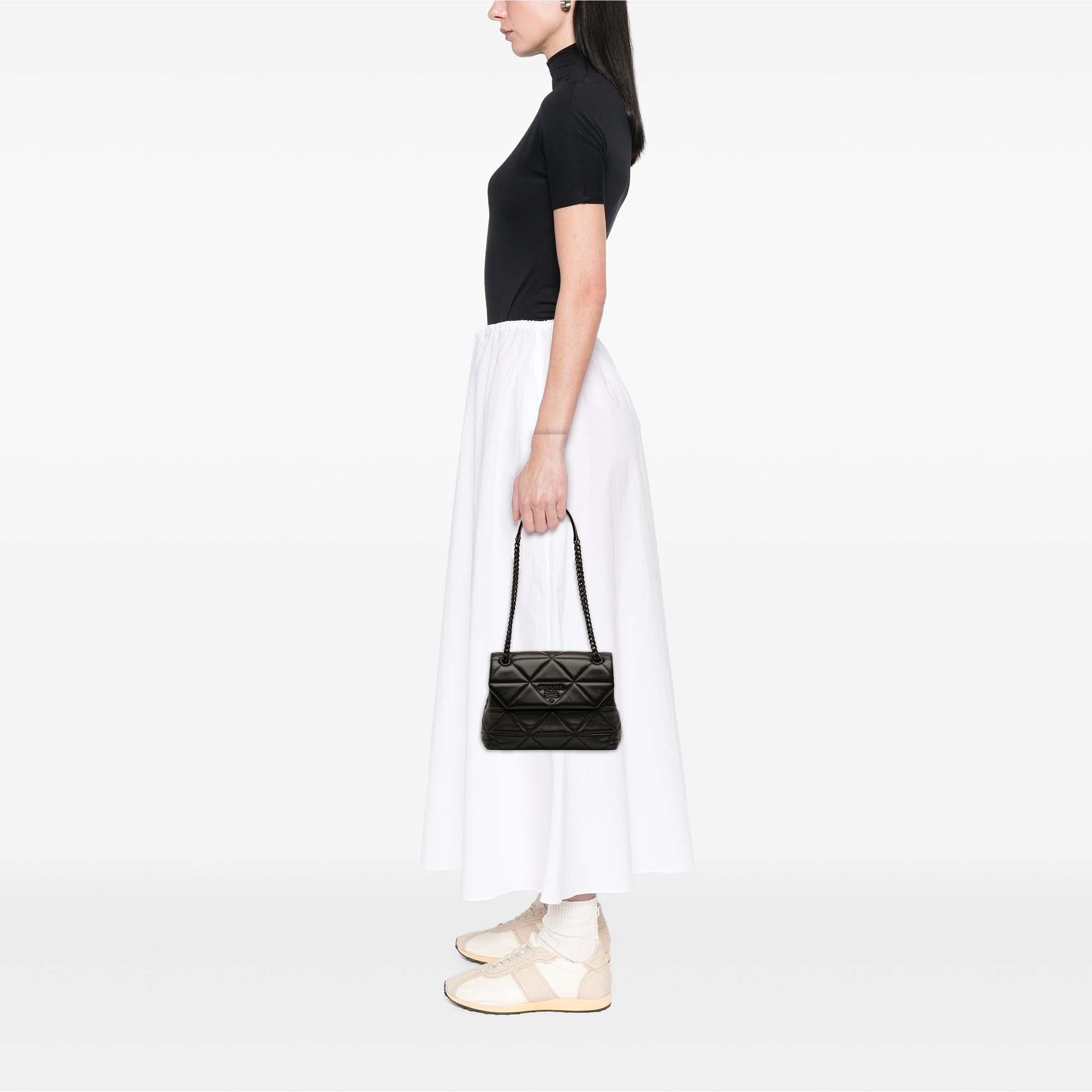 Prada Small Nappa Triangle Stitched Spectrum Flap