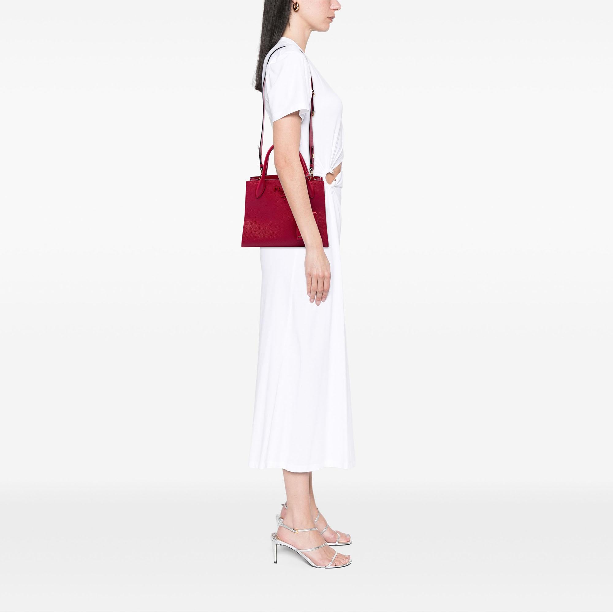 Prada Small Saffiano Cuir Monochrome Top Handle Tote
