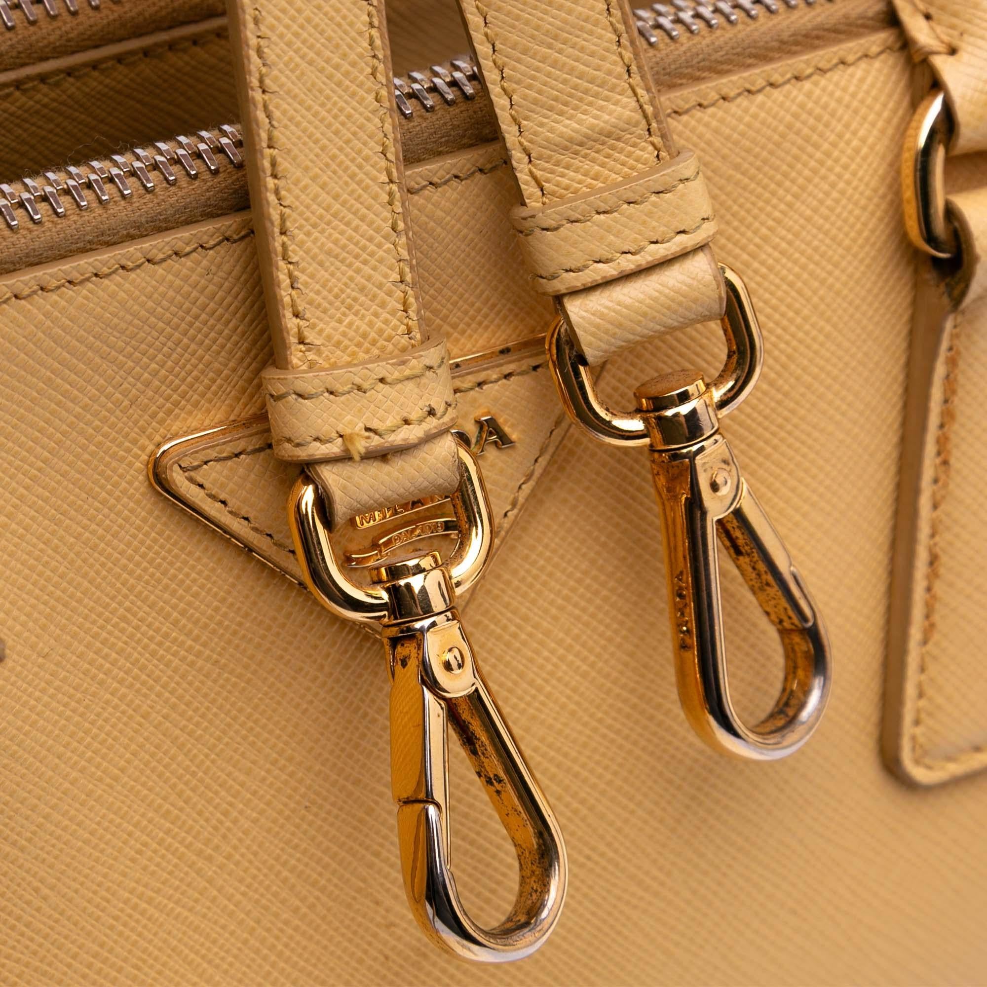 Prada Small Saffiano Lux Galleria Double Zip Satchel