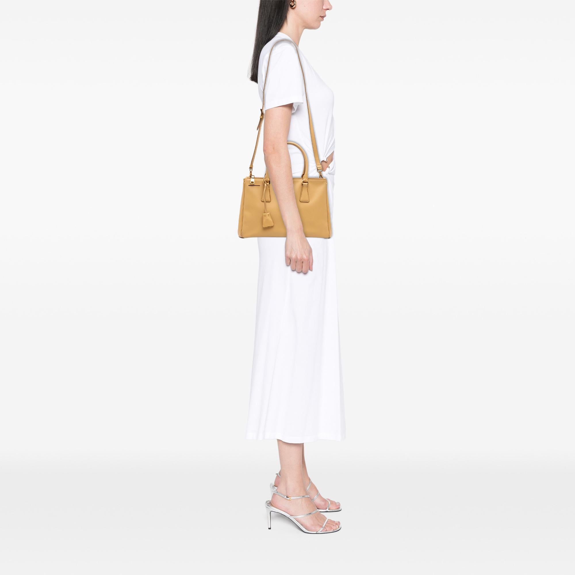Prada Small Saffiano Lux Galleria Double Zip Satchel