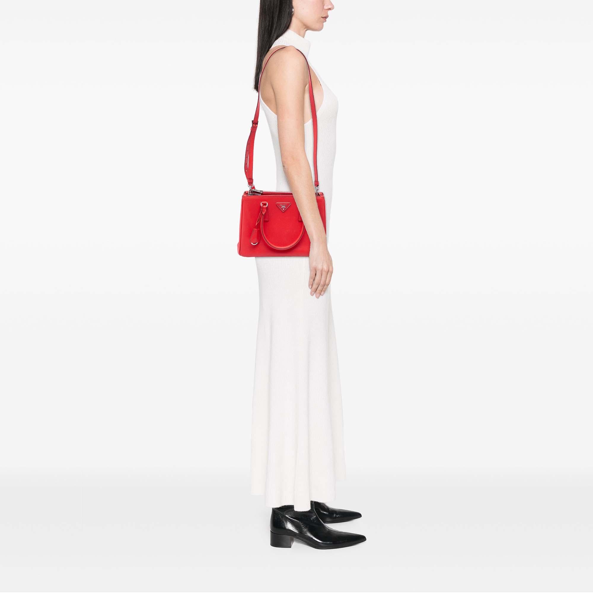 Prada Small Saffiano Lux Galleria Double Zip Satchel