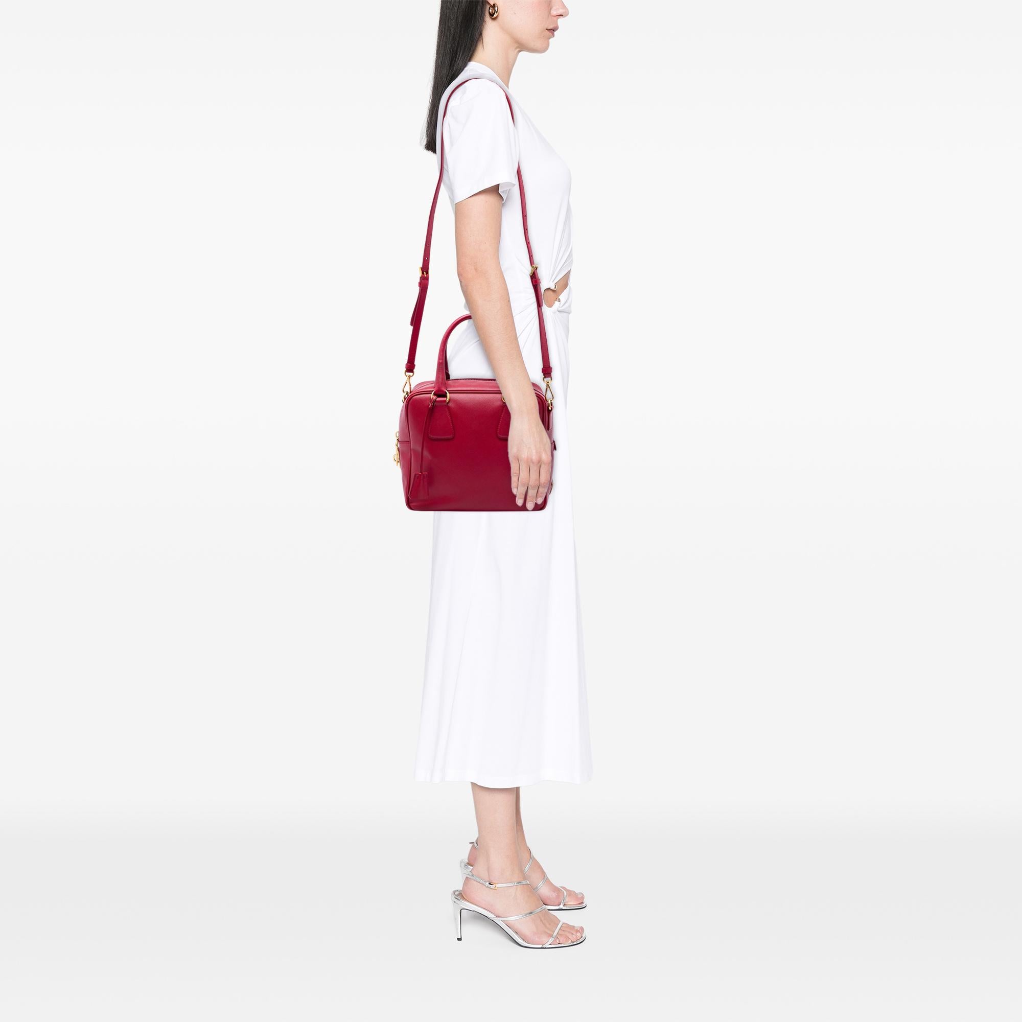 Prada Small Saffiano Square Bauletto Satchel