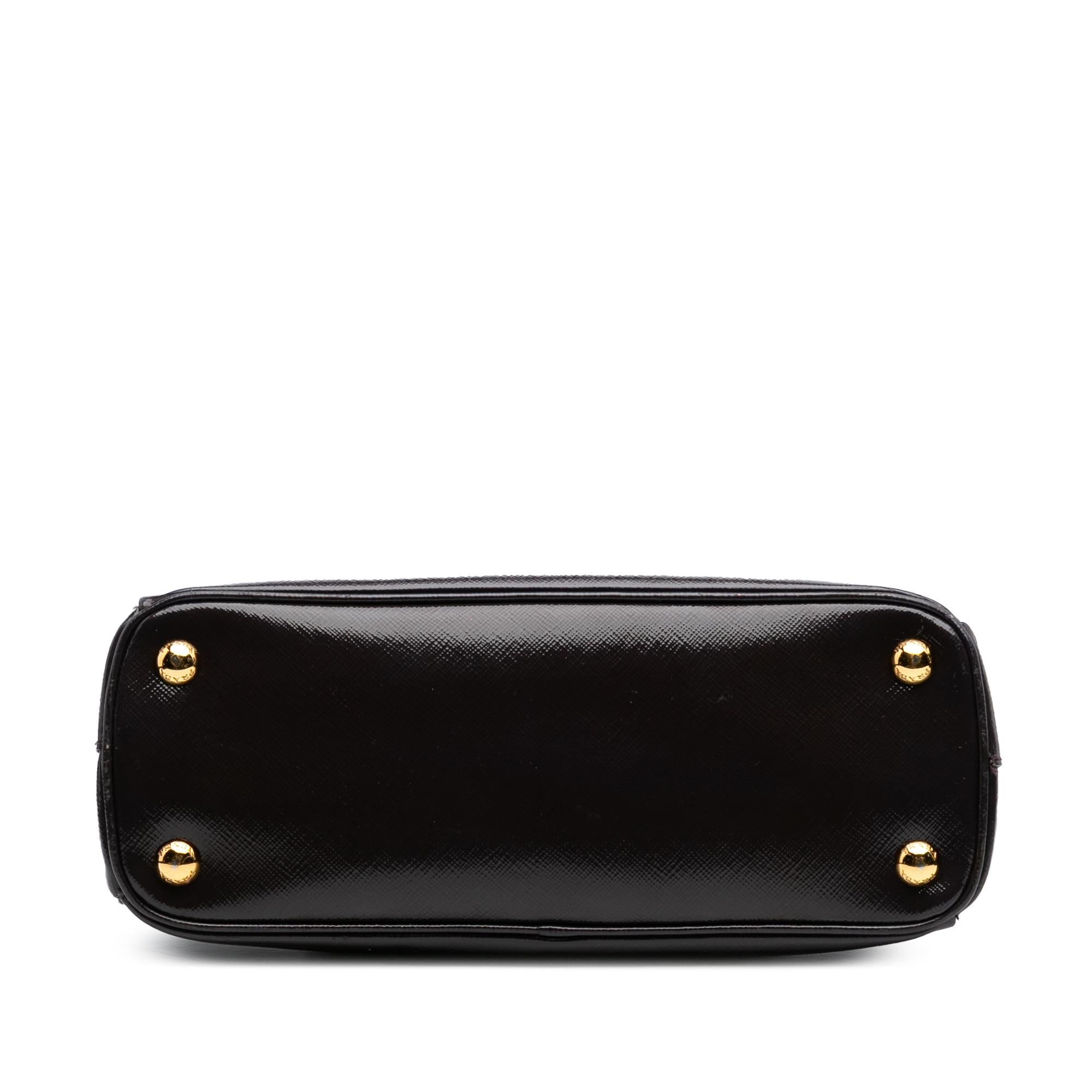 Prada Small Saffiano Vernice Galleria Double Zip Satchel