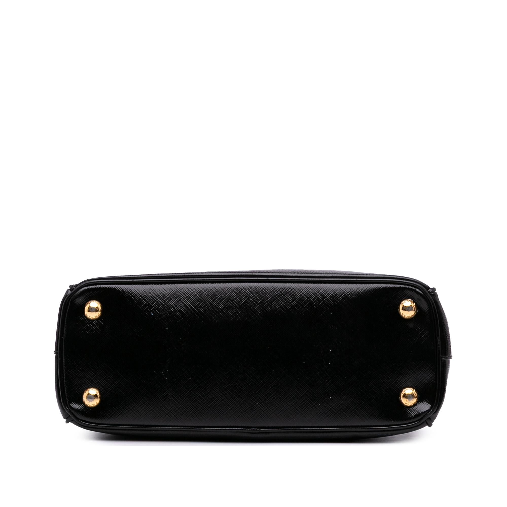 Prada Small Saffiano Vernice Galleria Double Zip Satchel