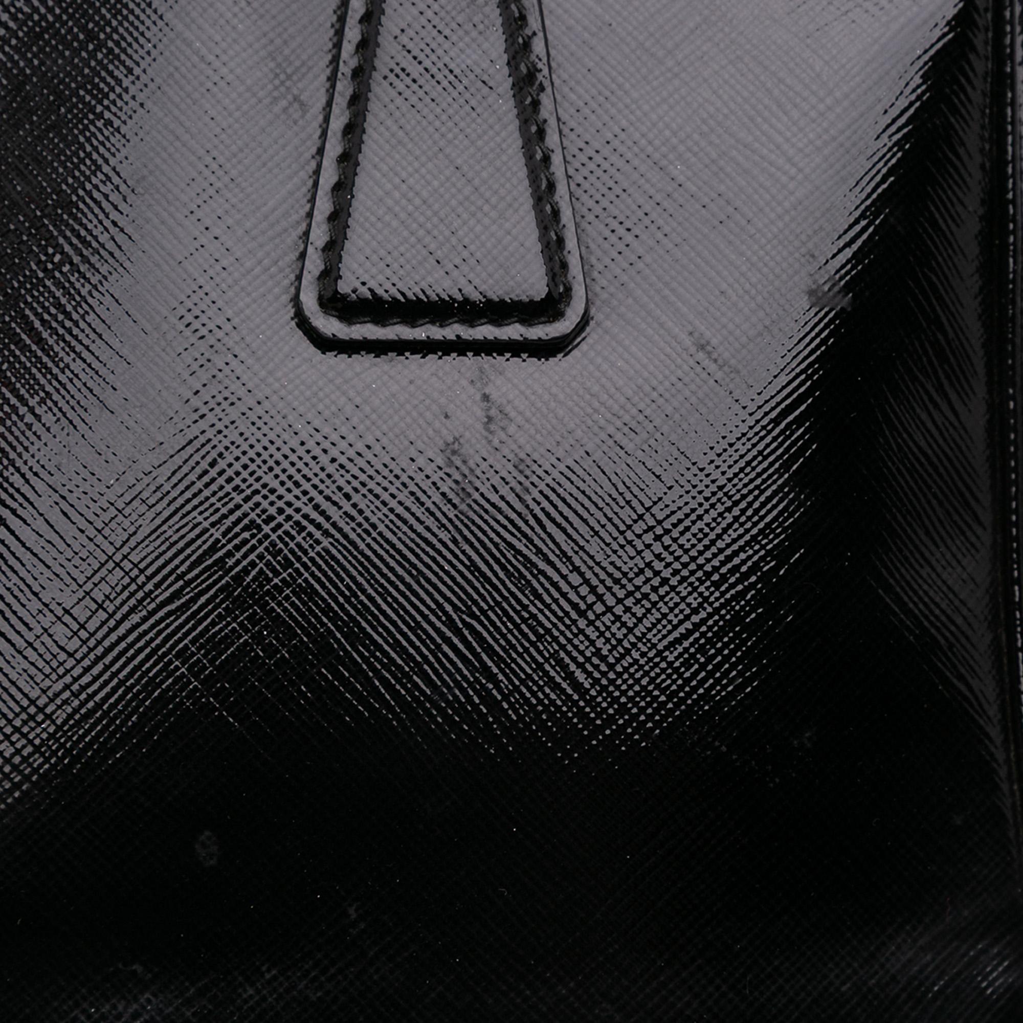 Prada Small Saffiano Vernice Galleria Double Zip Satchel