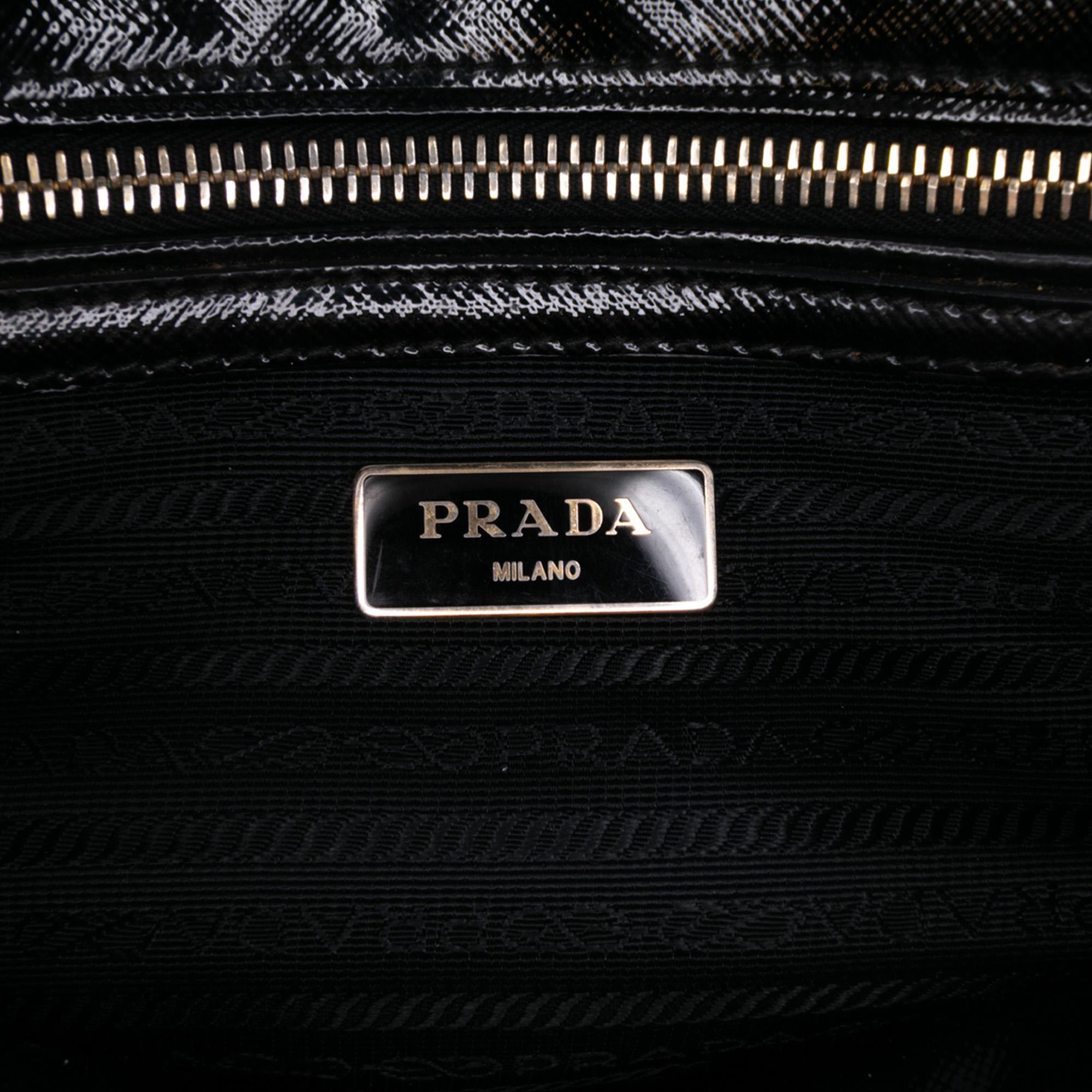 Prada Small Saffiano Vernice Galleria Double Zip Satchel