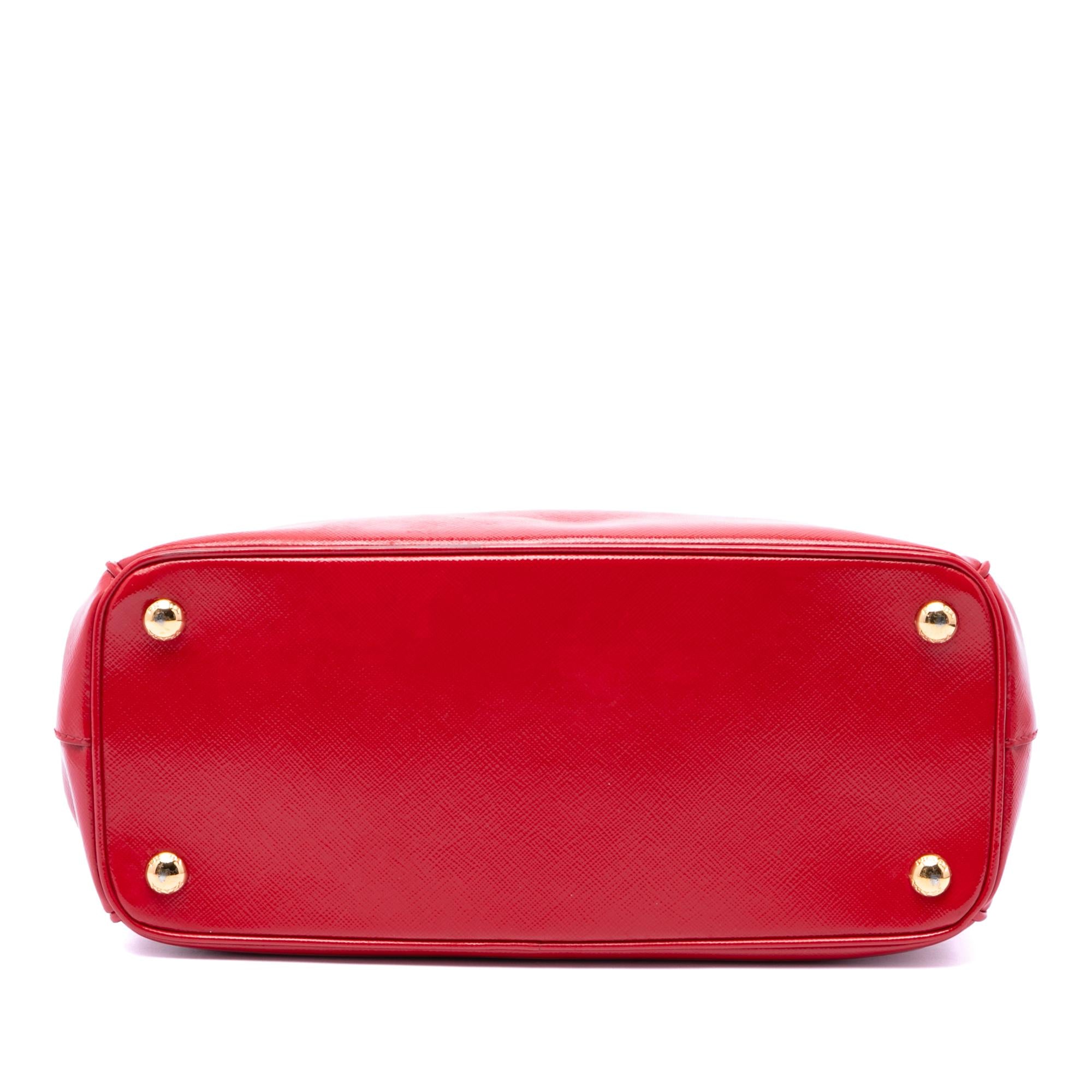 Prada Small Saffiano Vernice Galleria Double Zip Satchel