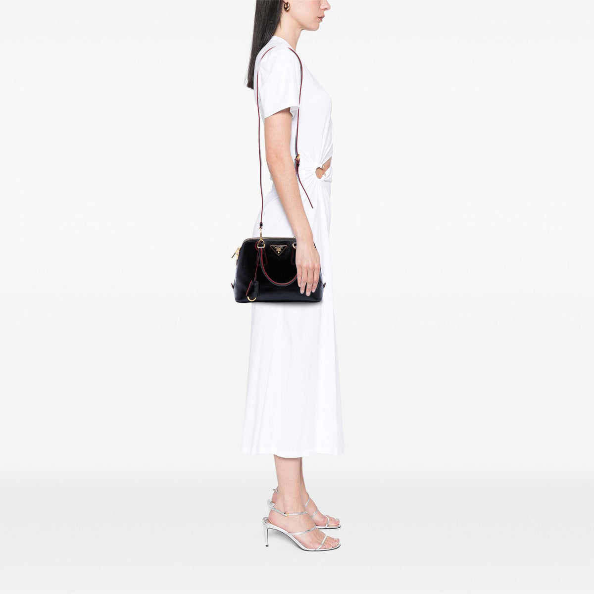 Prada Small Saffiano Vernice Promenade Satchel