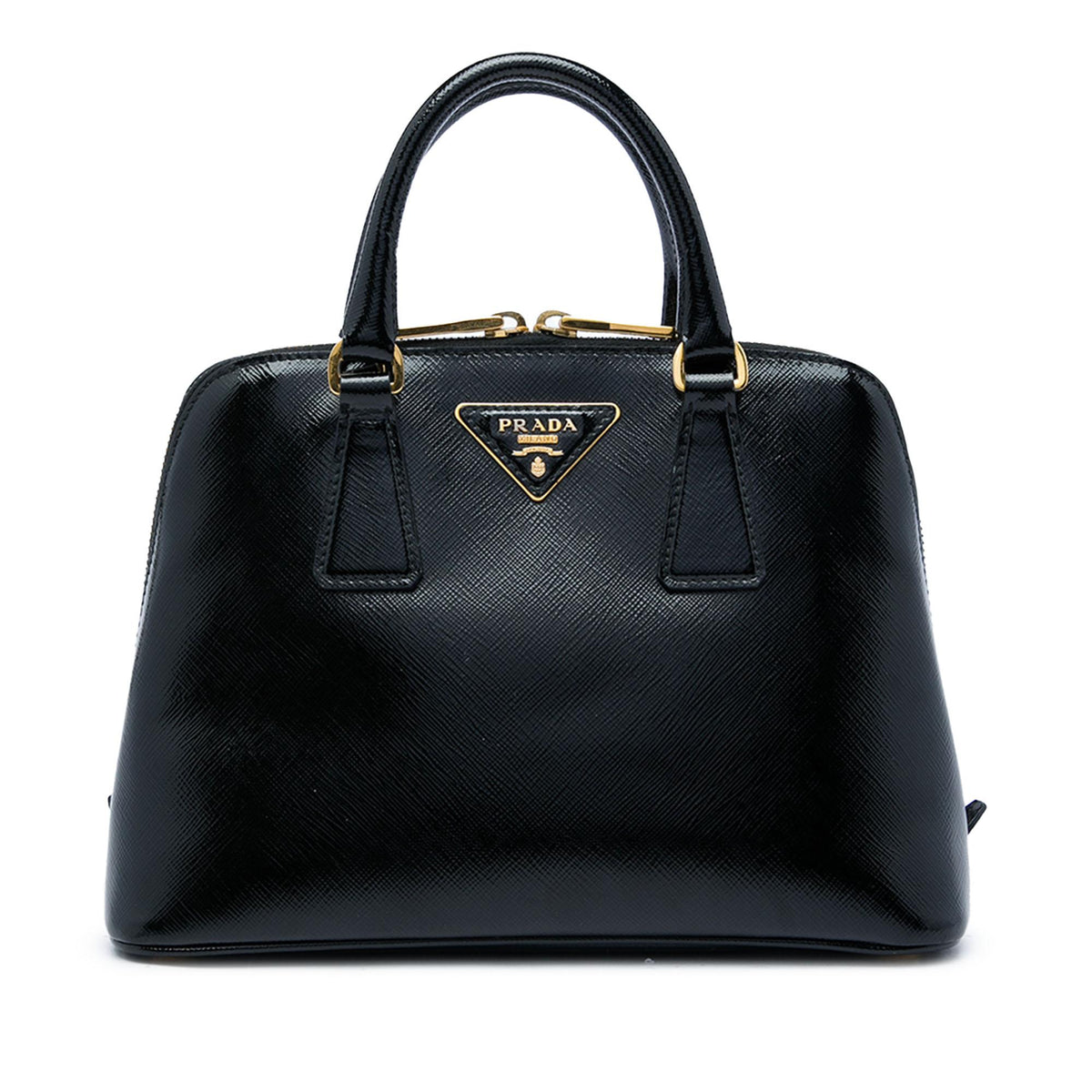 Prada Small Saffiano Vernice Promenade Satchel
