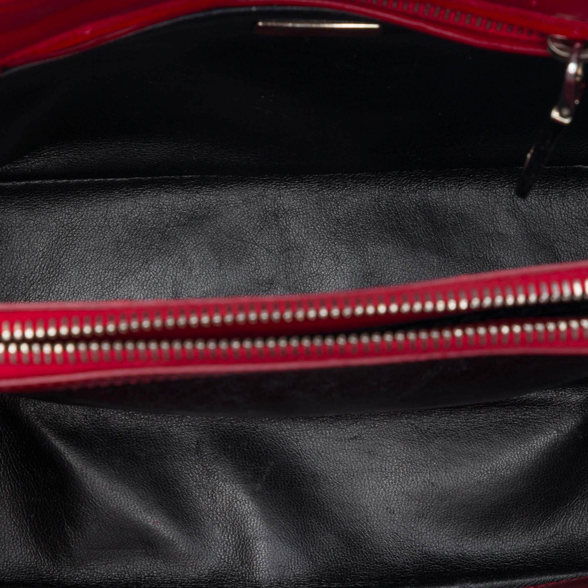 Prada Small Saffiano Vernice Turnlock Twin Satchel