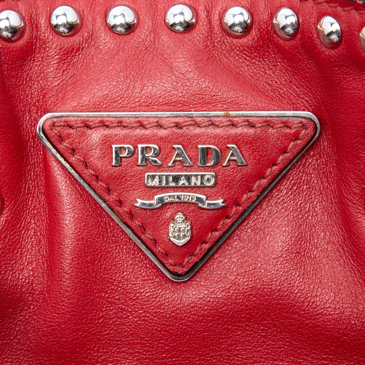 Prada Small Soft Calf Studded Bucket Bag