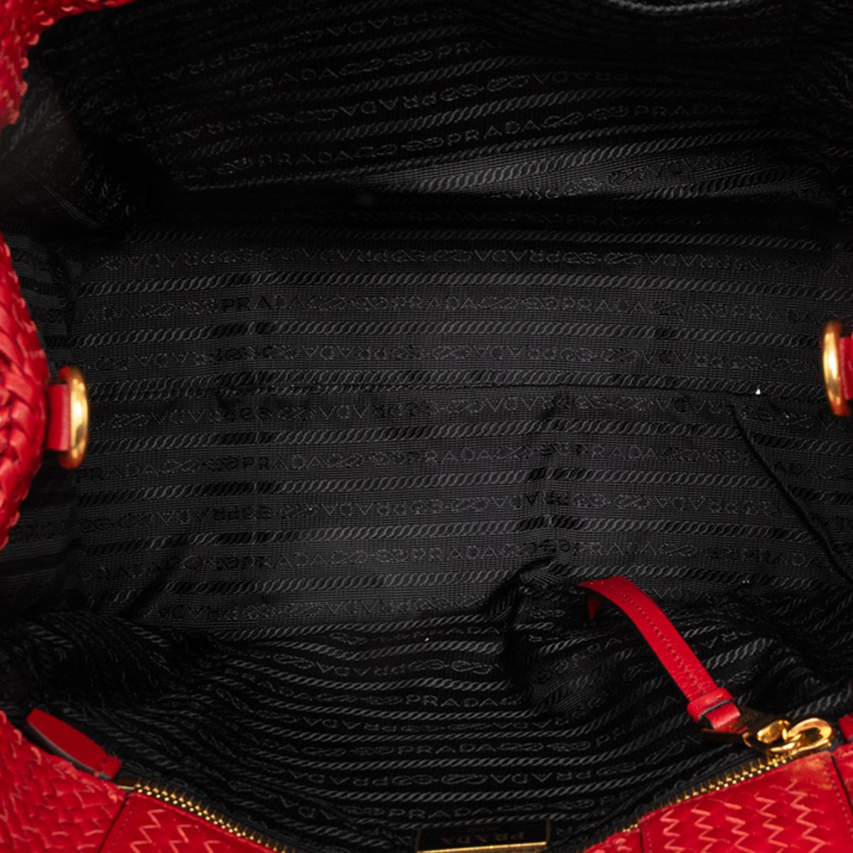 Prada Small Woven Goatskin Madras Satchel