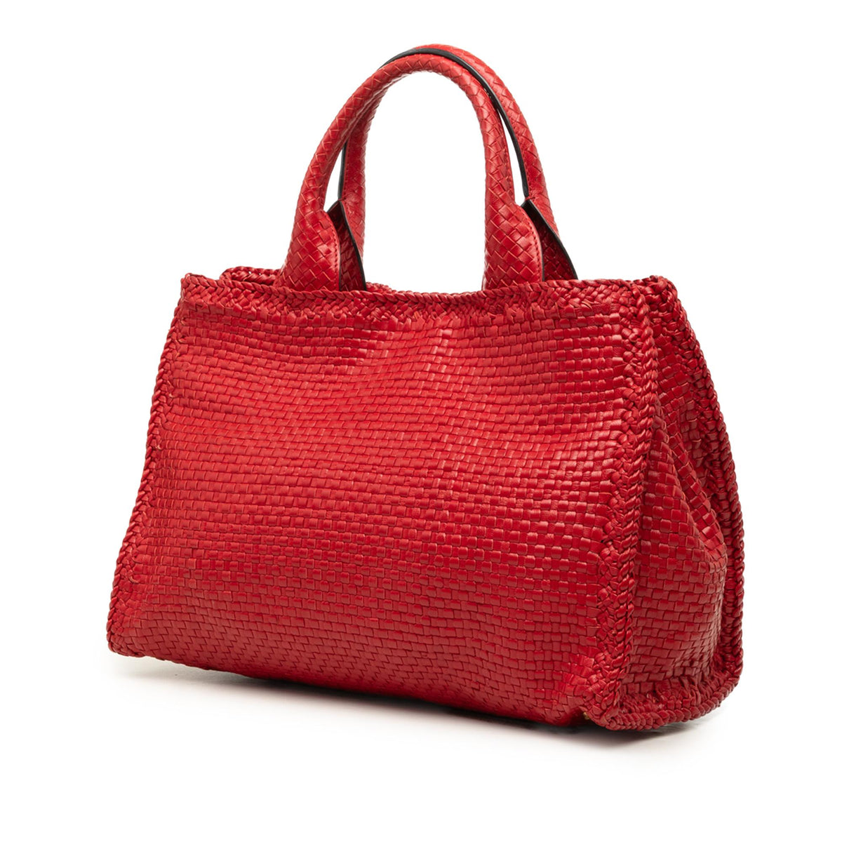 Prada Small Woven Goatskin Madras Satchel