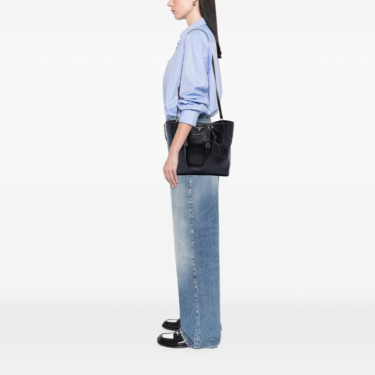 Prada Soft Calf Buckle Convertible Tote