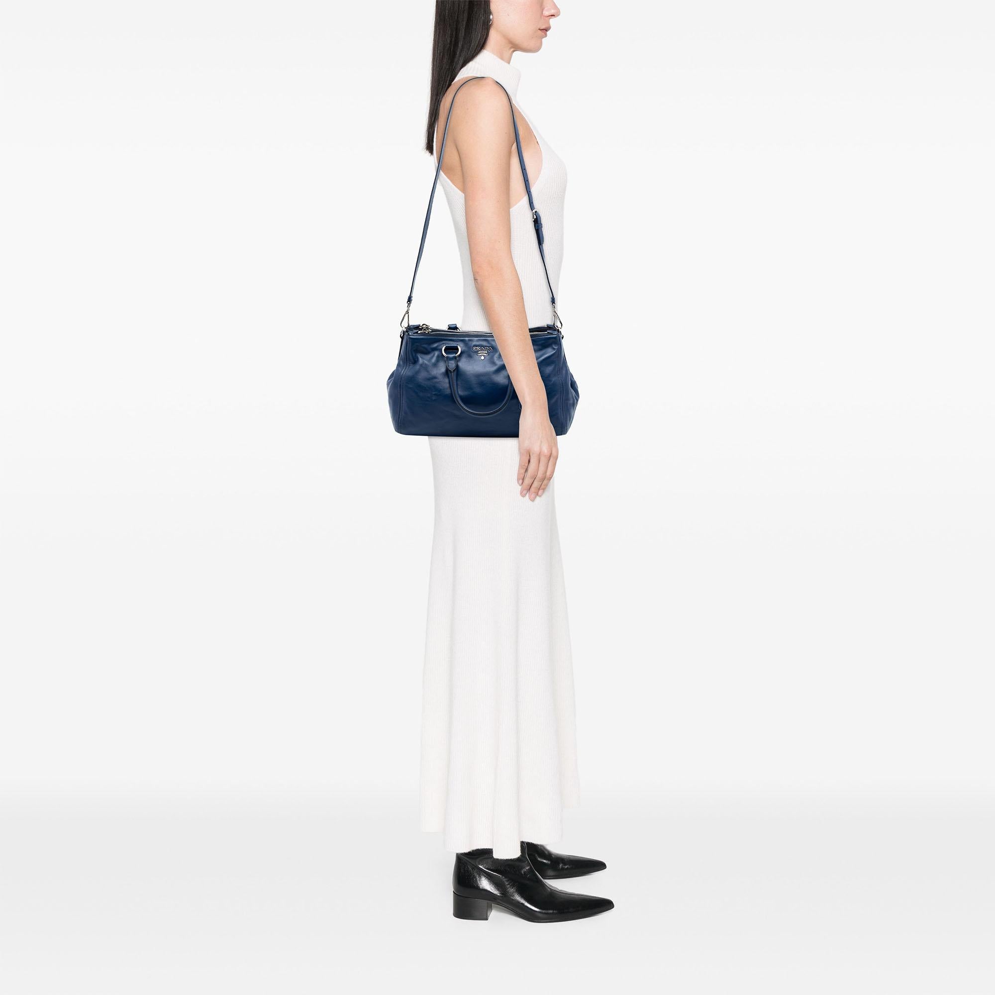 Prada Soft Calf Double Zip Convertible Tote