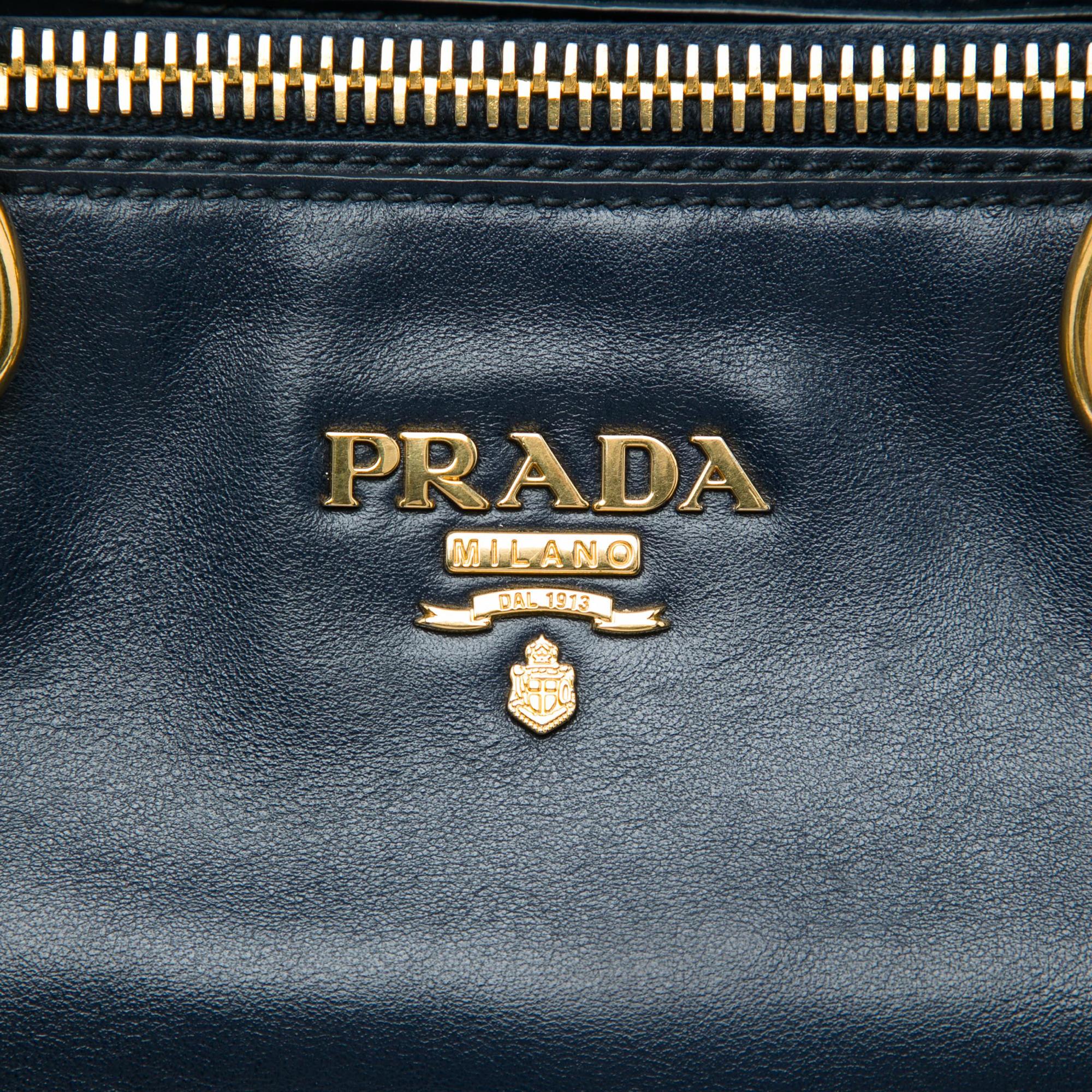 Prada Soft Calf Double Zip Convertible Tote