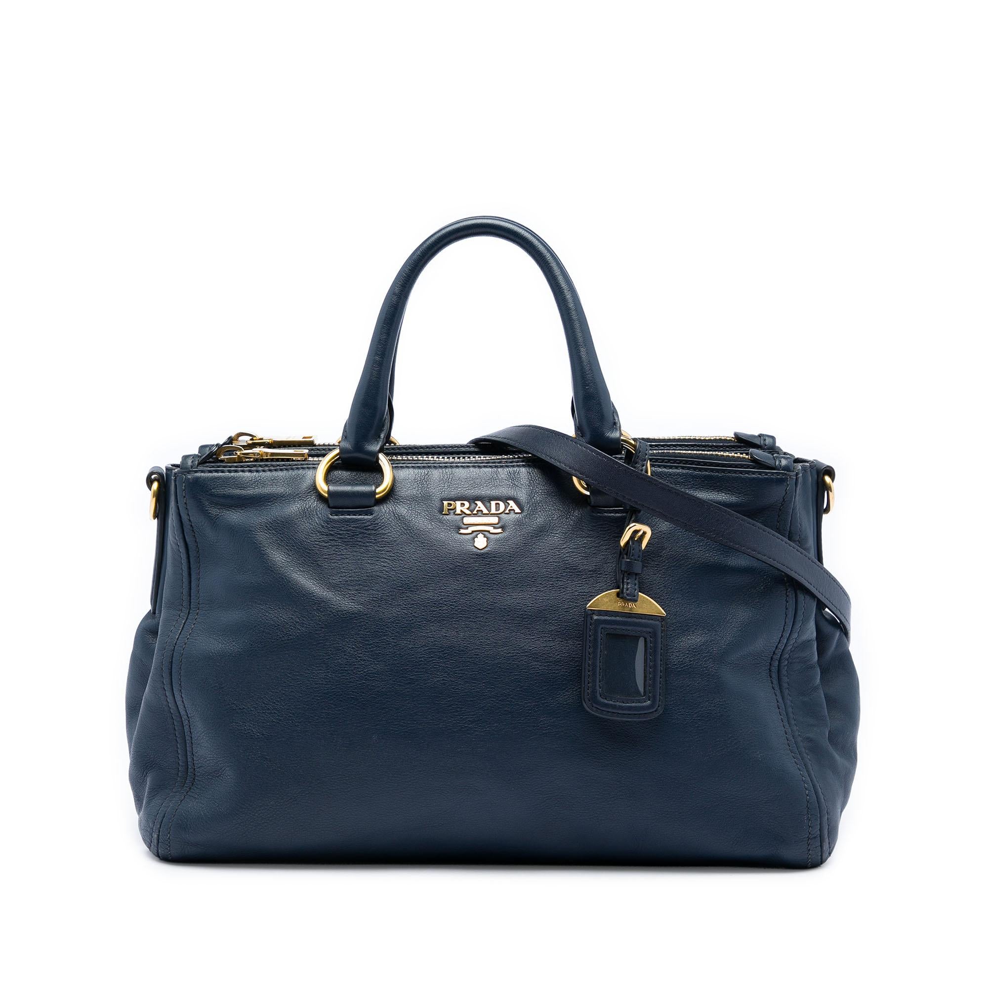 Prada Soft Calf Double Zip Convertible Tote