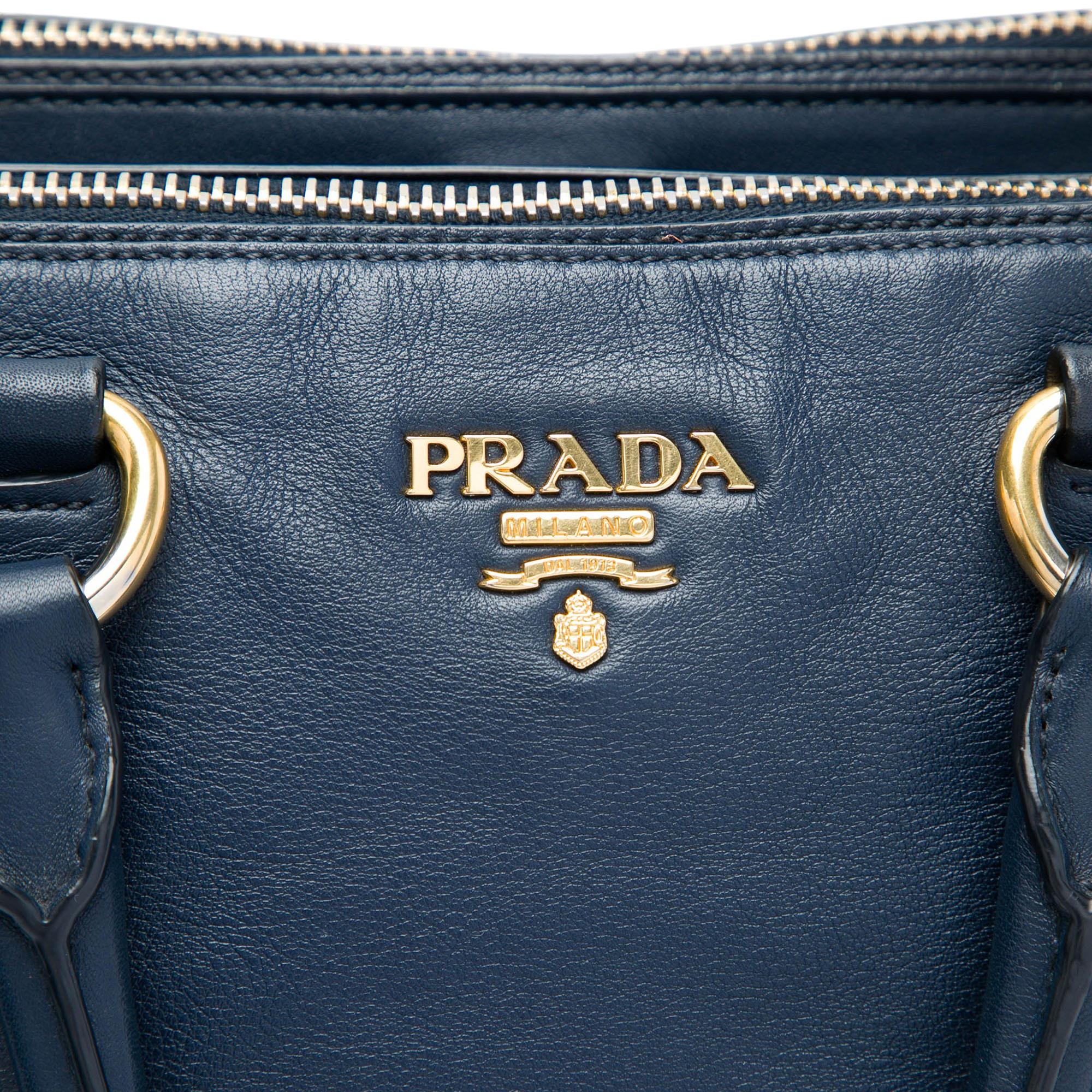 Prada Soft Calf Double Zip Convertible Tote