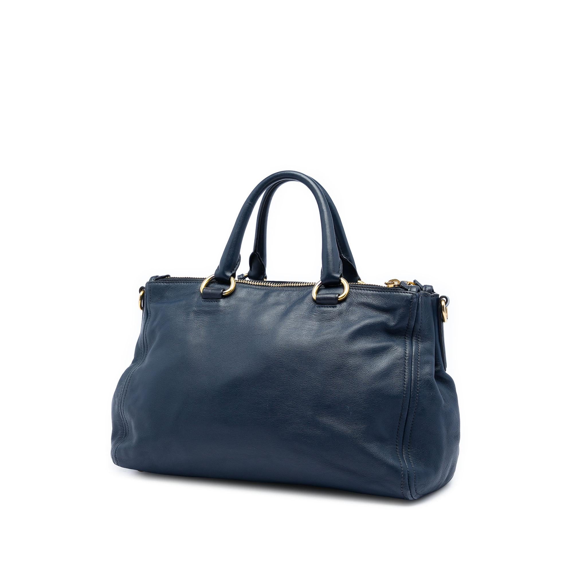 Prada Soft Calf Double Zip Convertible Tote