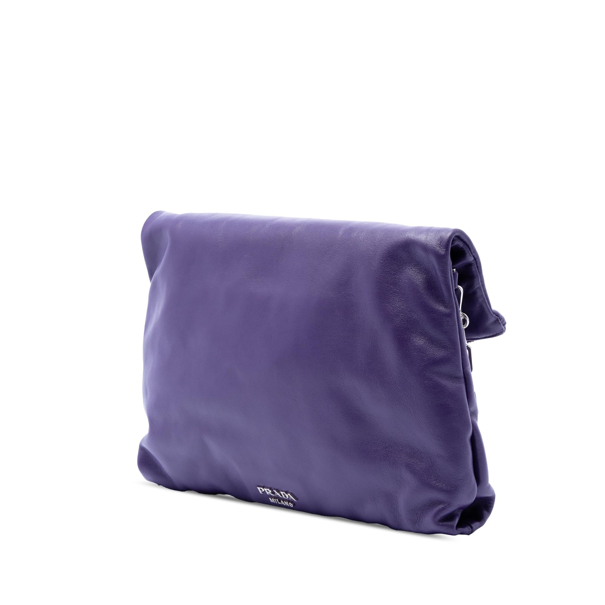 Prada Soft Calf Fold Over Shoulder Bag